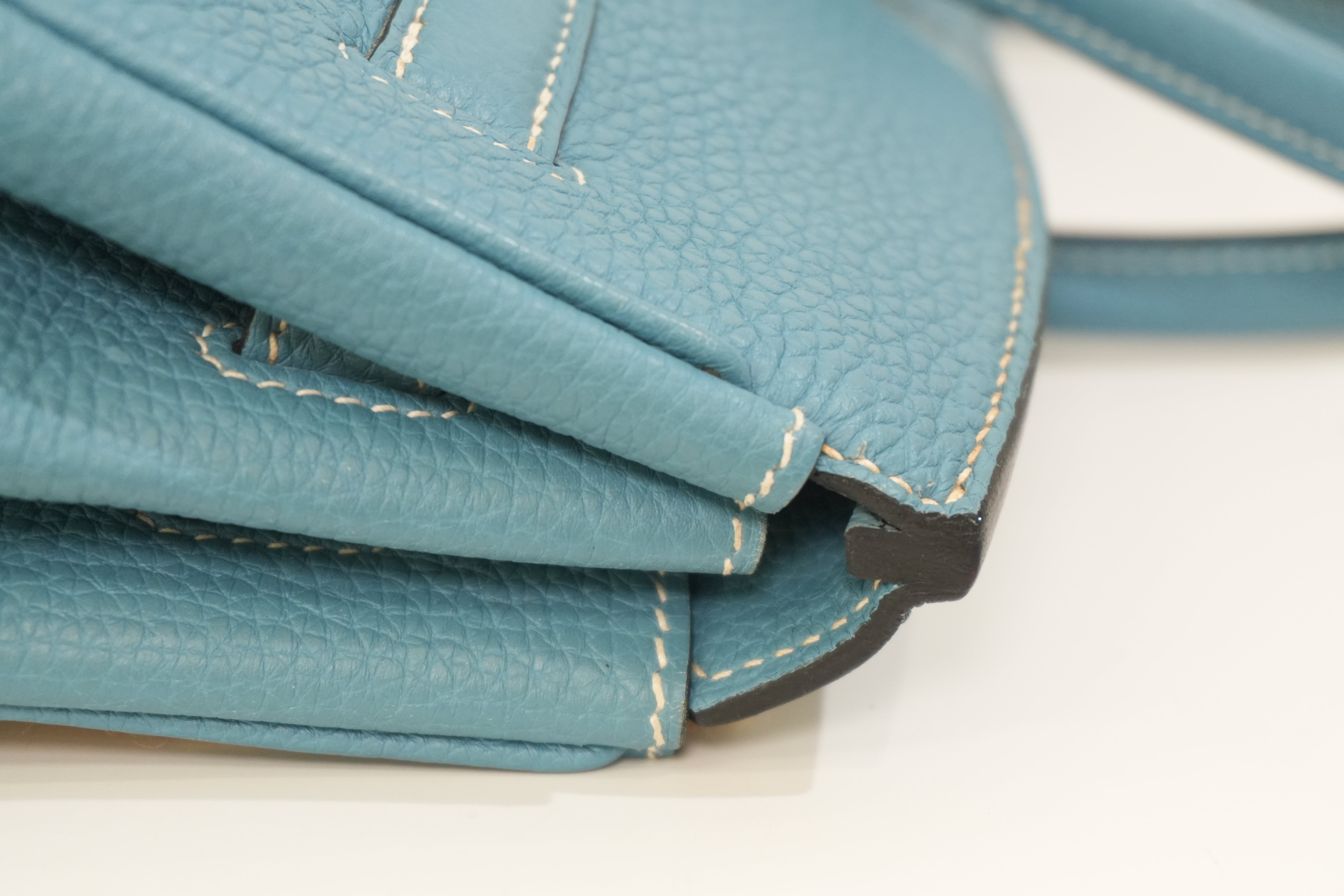 Pre-owned Hermes Togo Leather Birkin 35 Blue Jean