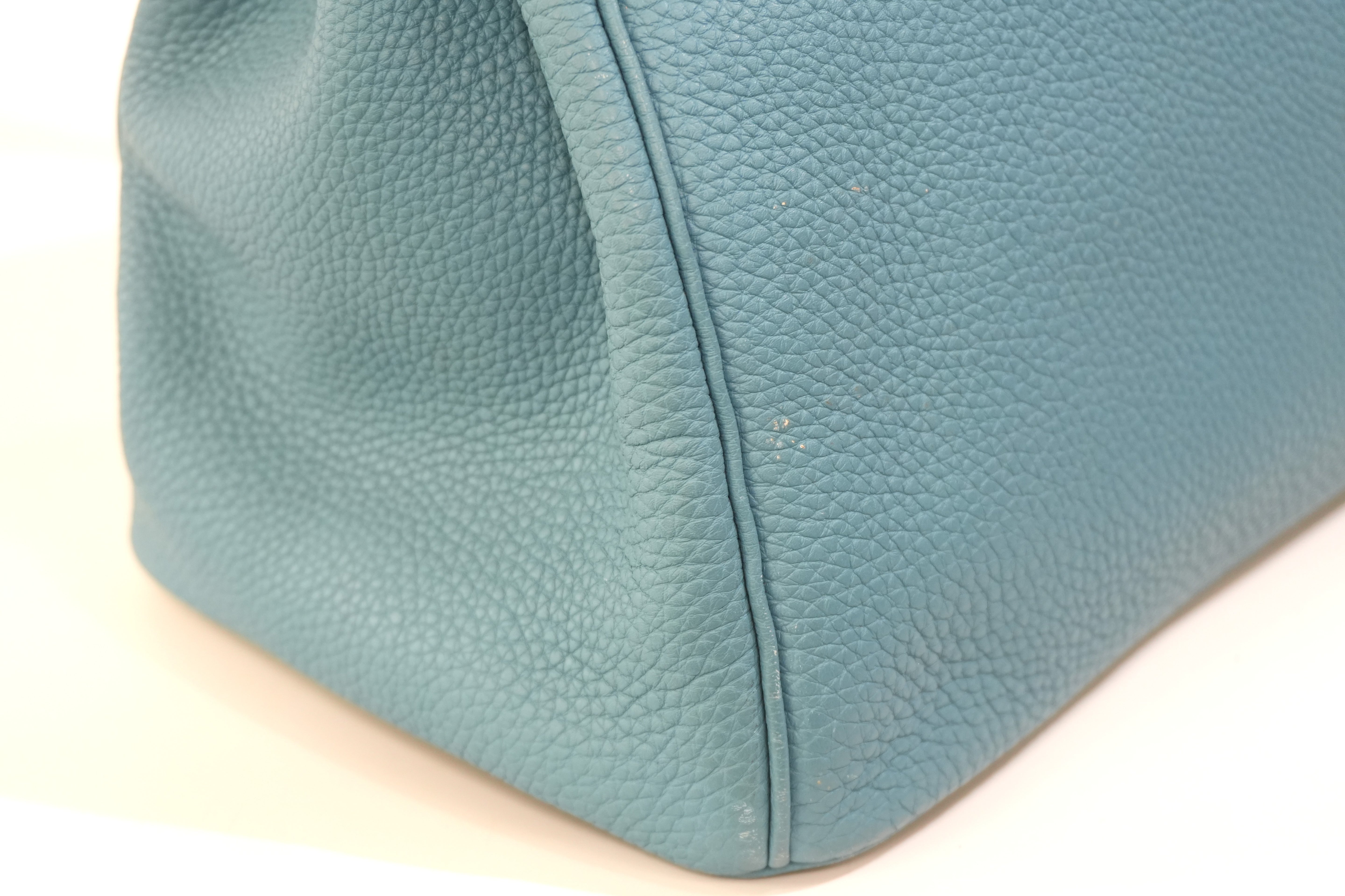 Pre-owned Hermes Togo Leather Birkin 35 Blue Jean
