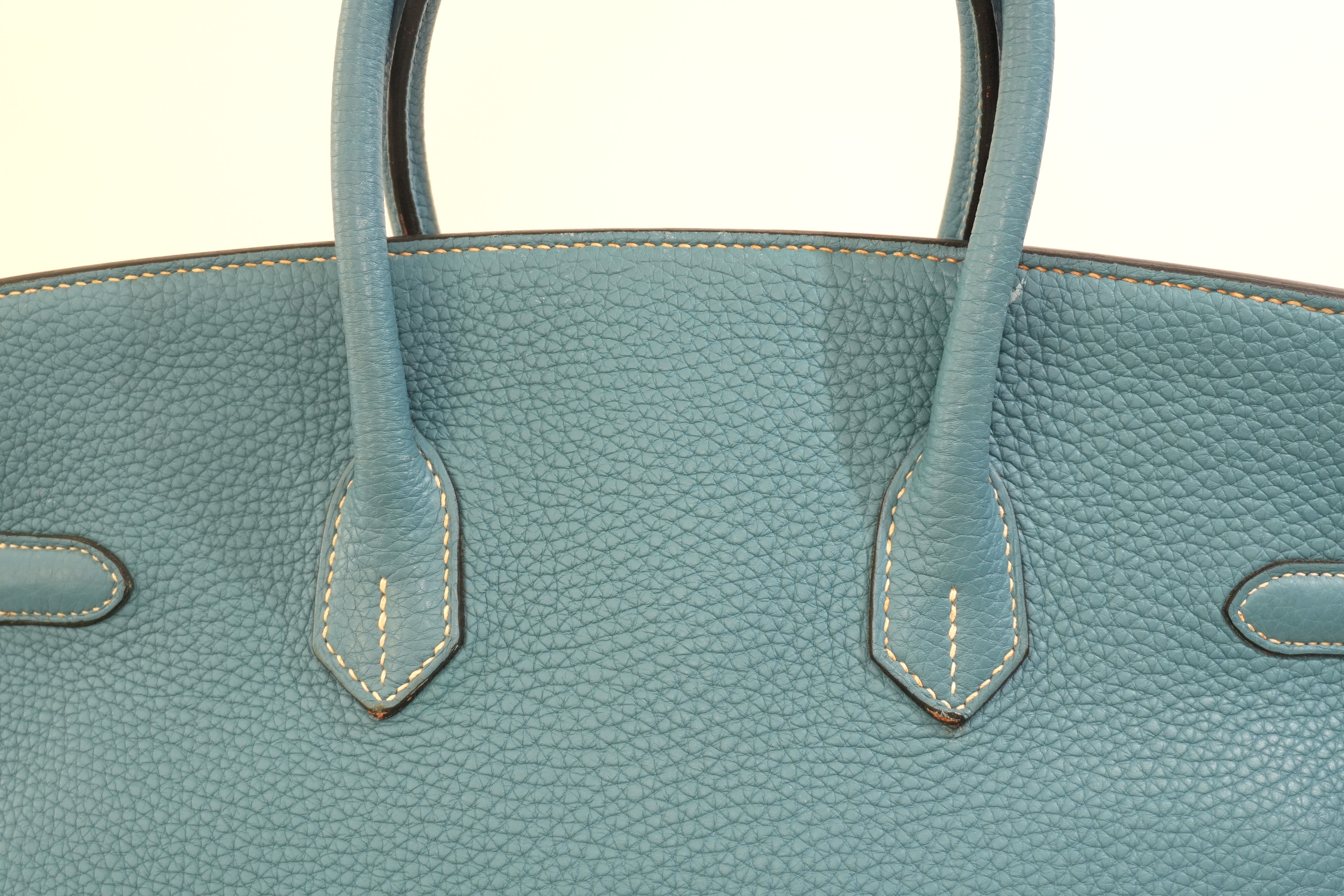 Pre-owned Hermes Togo Leather Birkin 35 Blue Jean