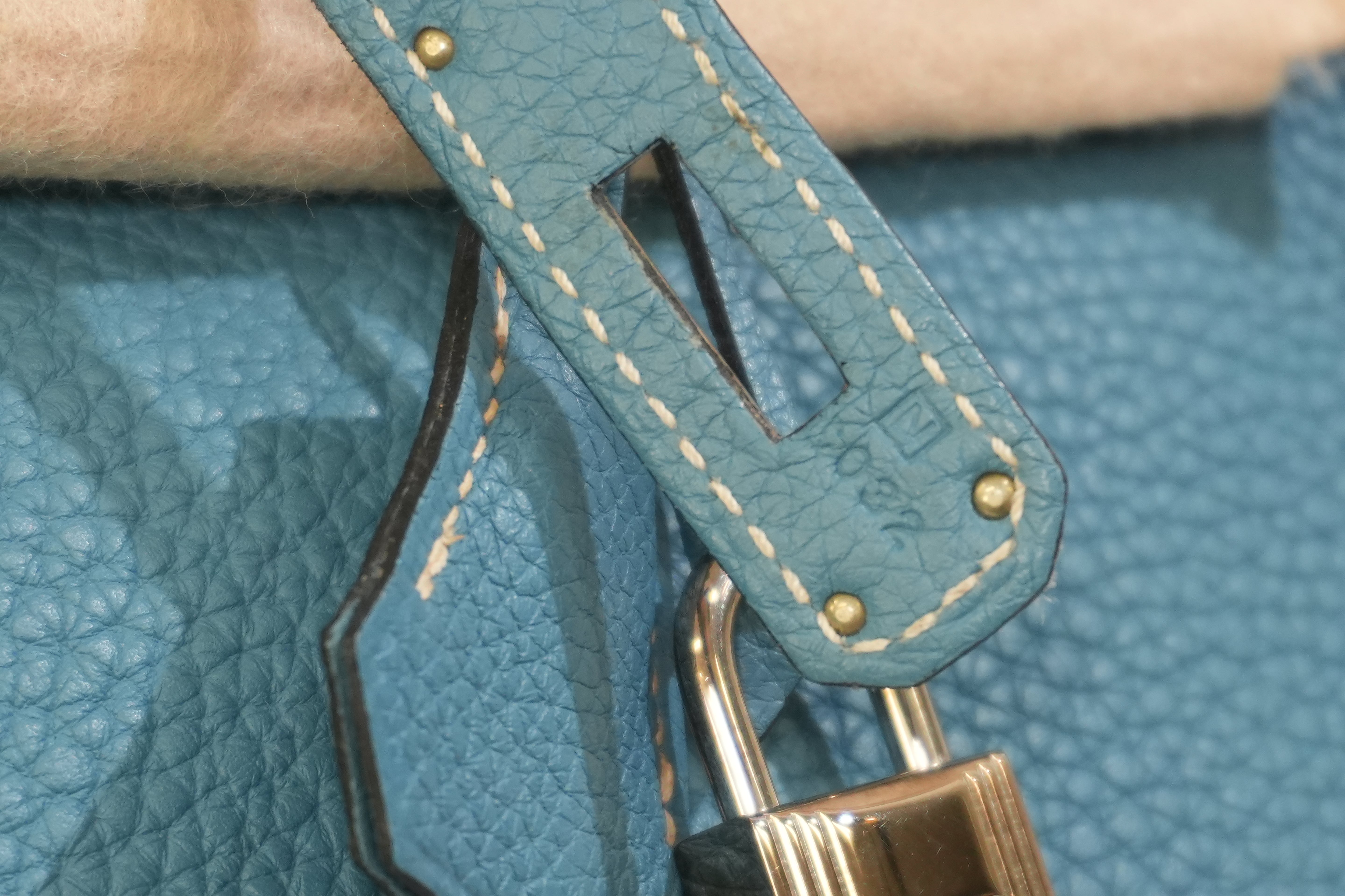 Pre-owned Hermes Togo Leather Birkin 35 Blue Jean