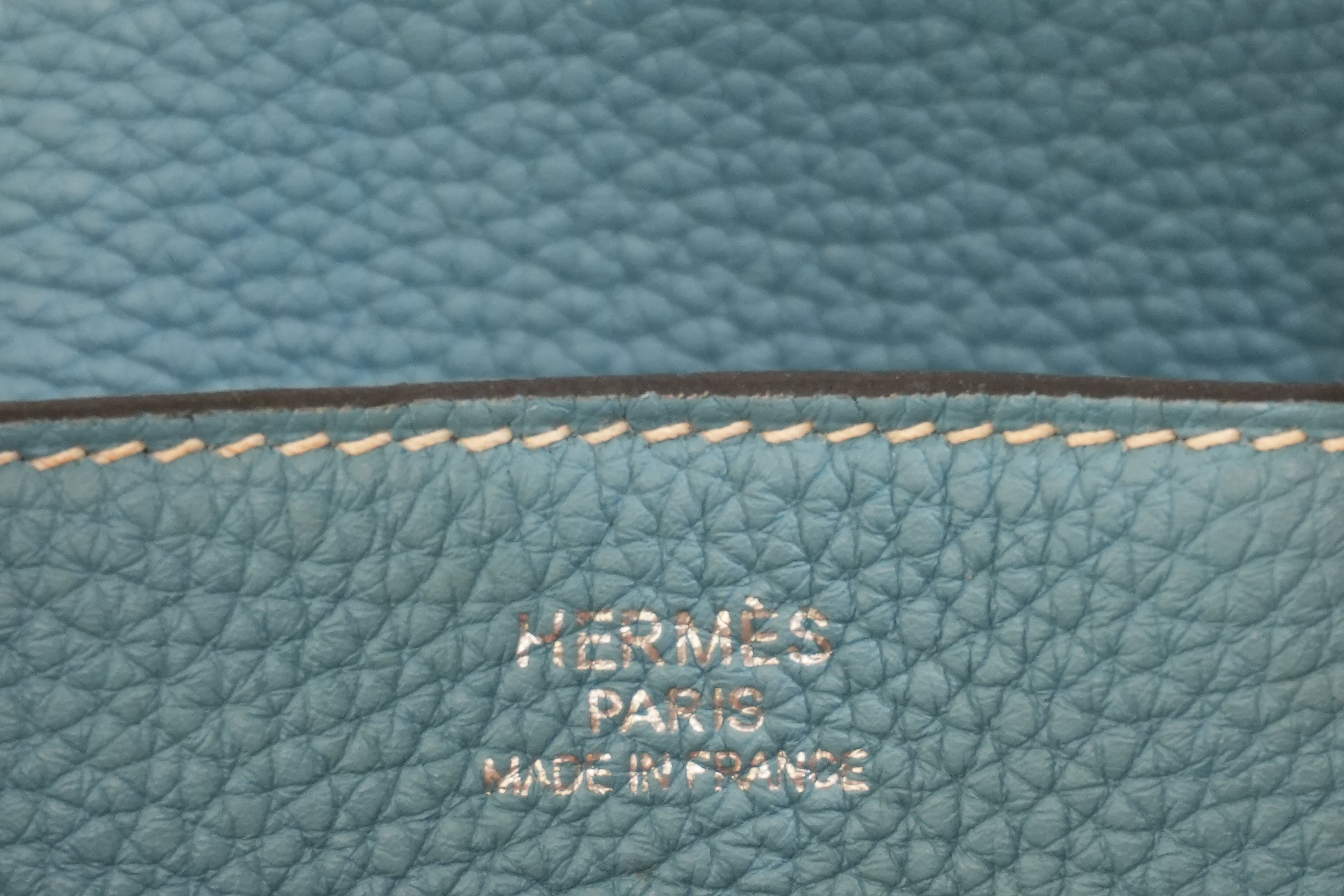 Pre-owned Hermes Togo Leather Birkin 35 Blue Jean