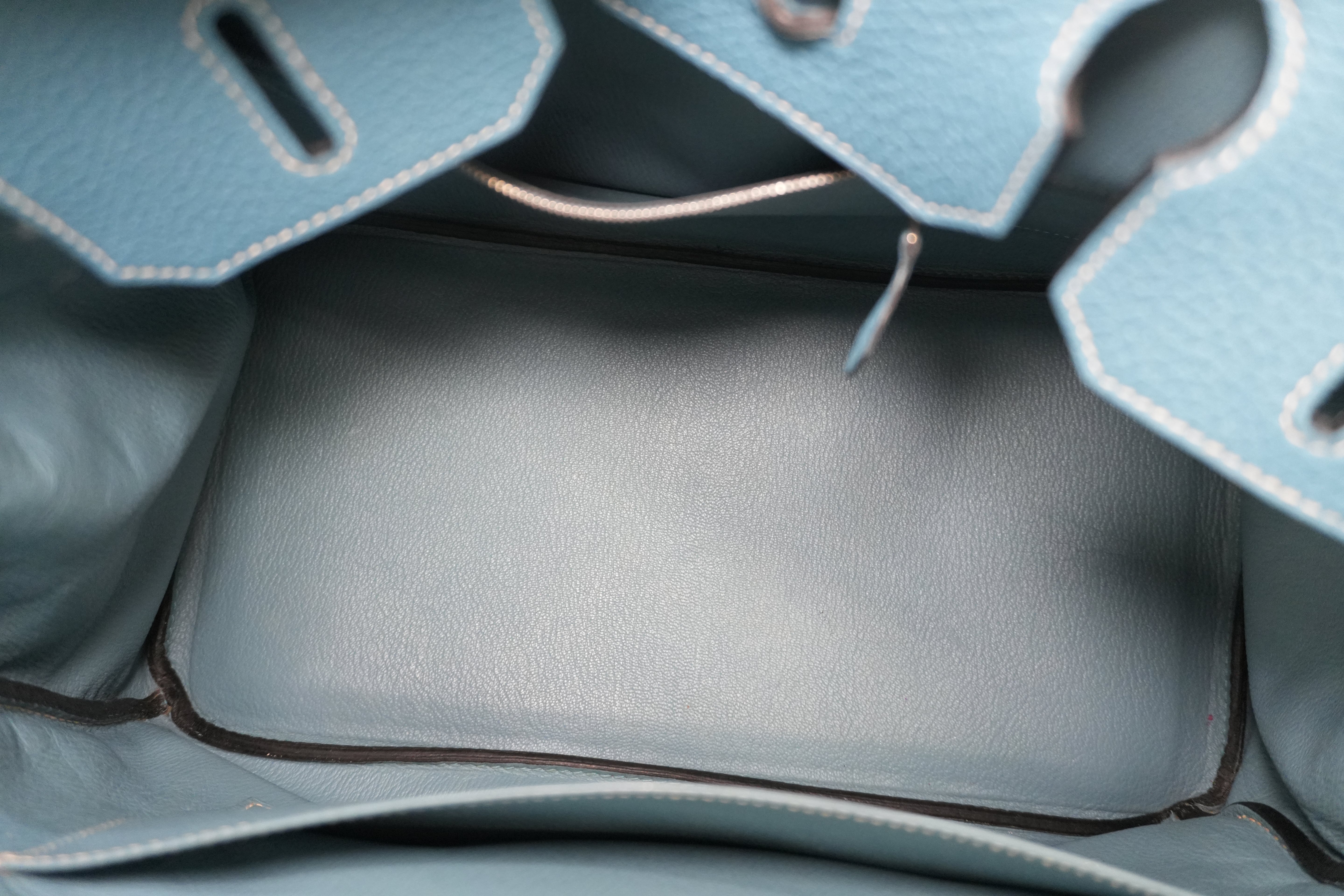 Pre-owned Hermes Togo Leather Birkin 35 Blue Jean