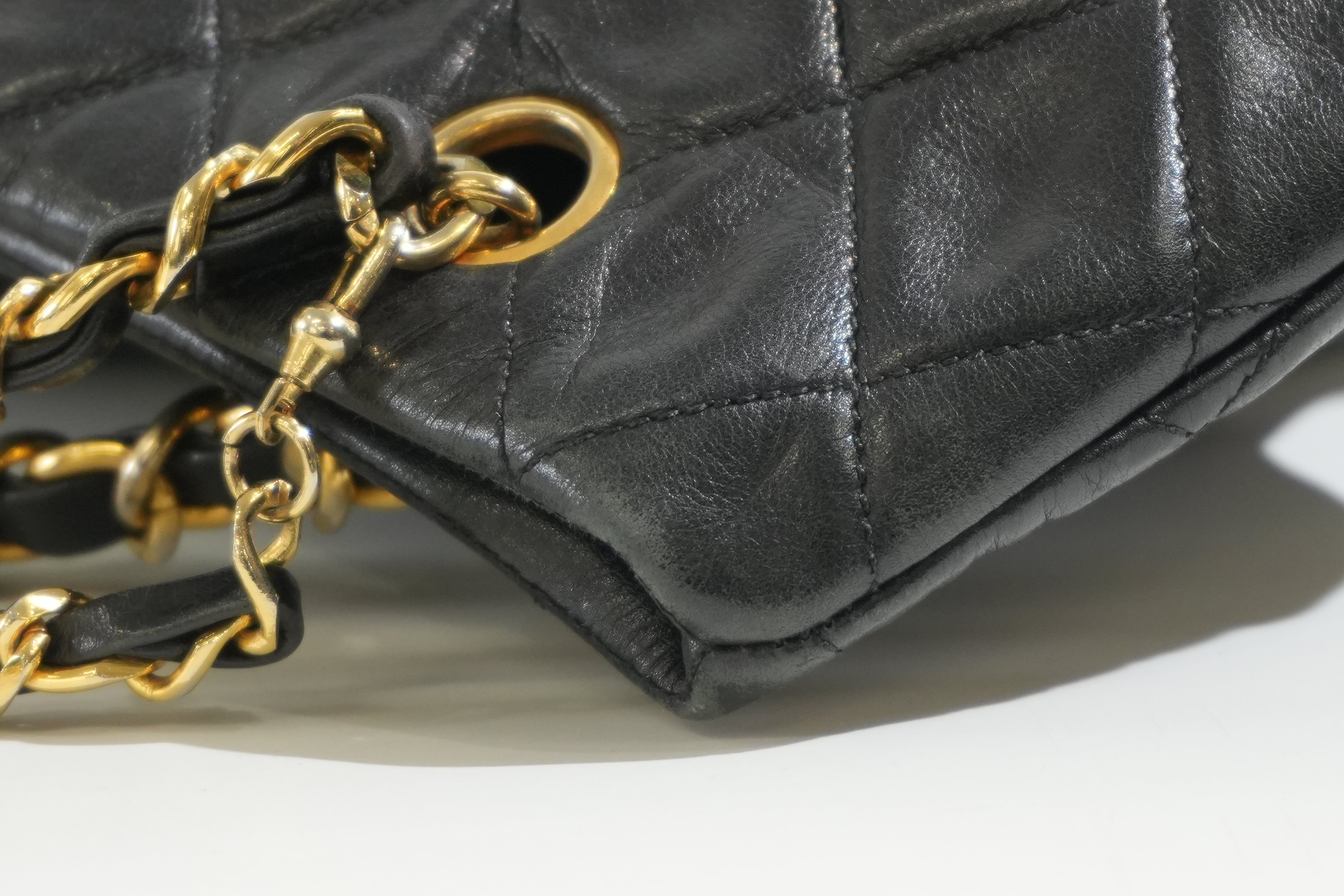 Pre-owned Chanel Lambskin Leather Huge Chain Tote Bag Black