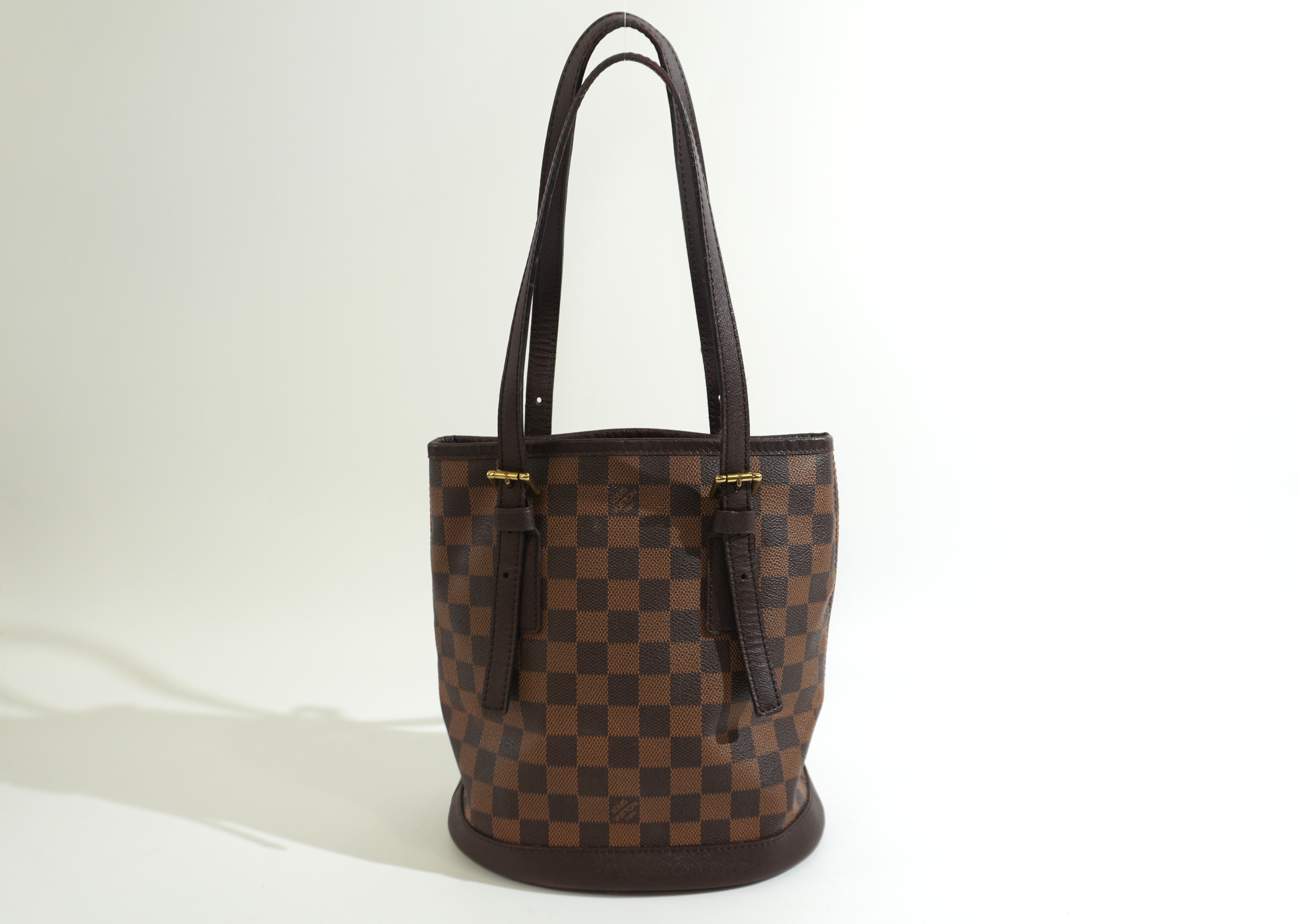 Pre-owned Louis Vuitton Damier Ebene Marais Bucket Shoulder Bag