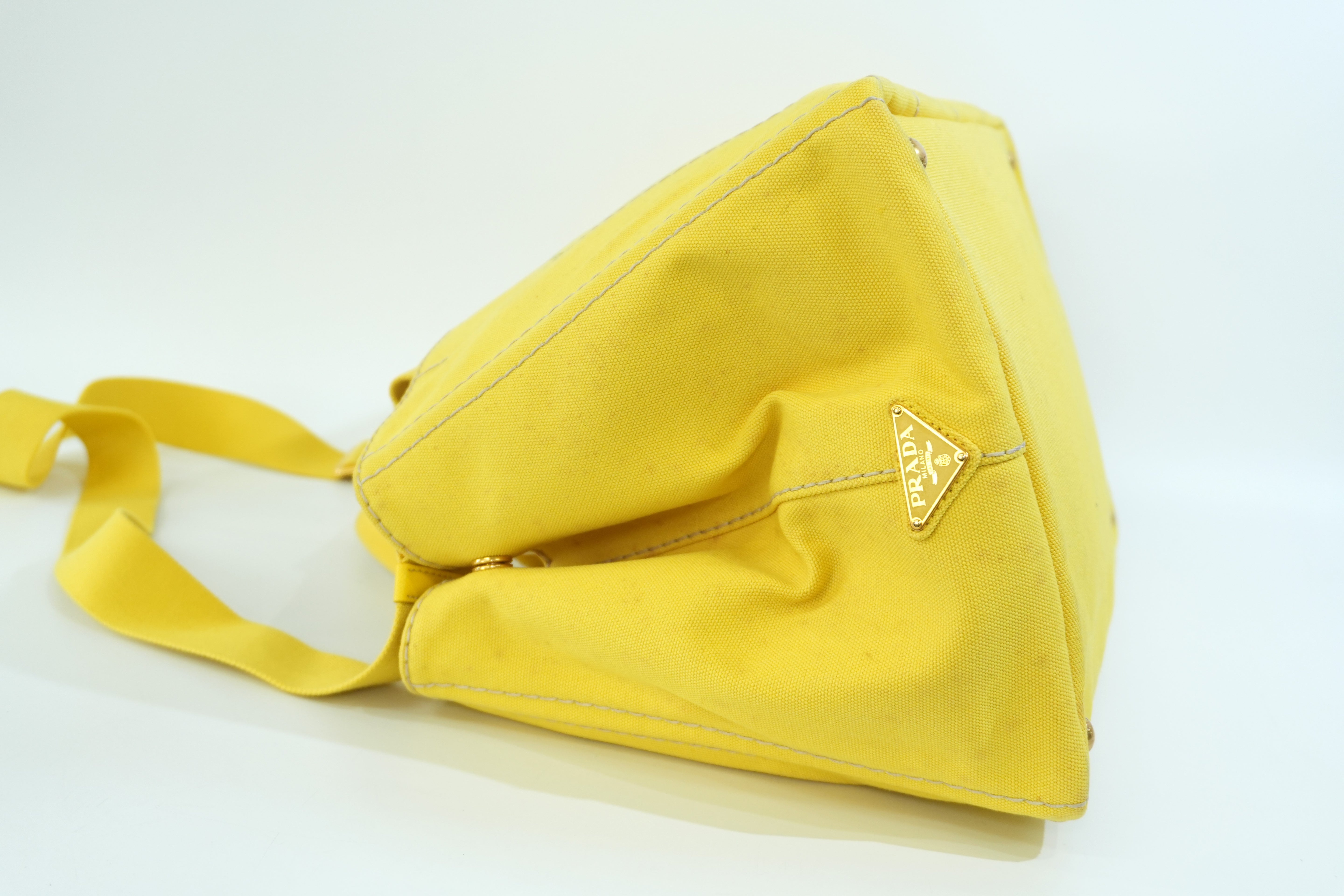 Pre-owned Prada Canapa Two Way Shoulder Bag Yellow
