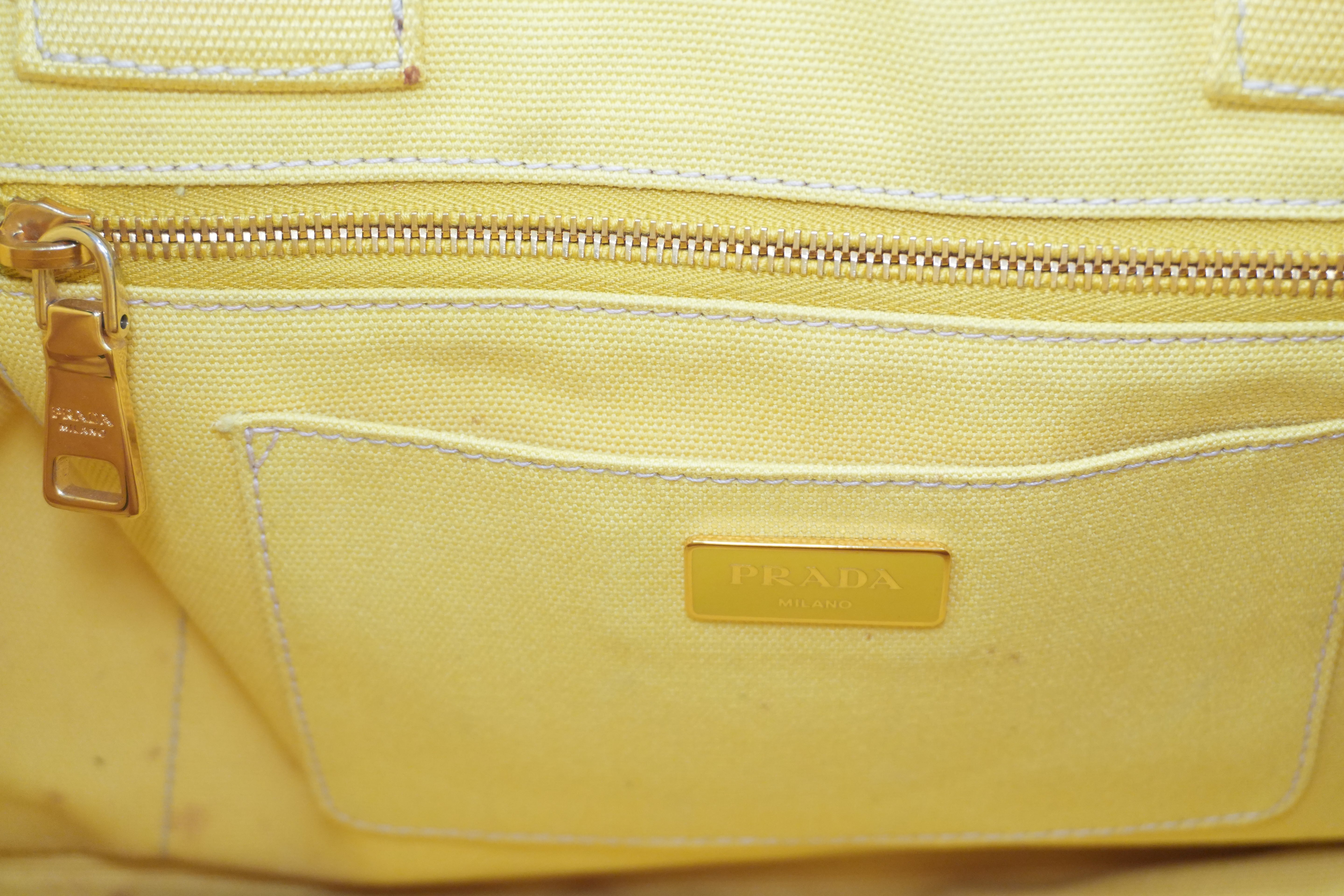 Pre-owned Prada Canapa Two Way Shoulder Bag Yellow