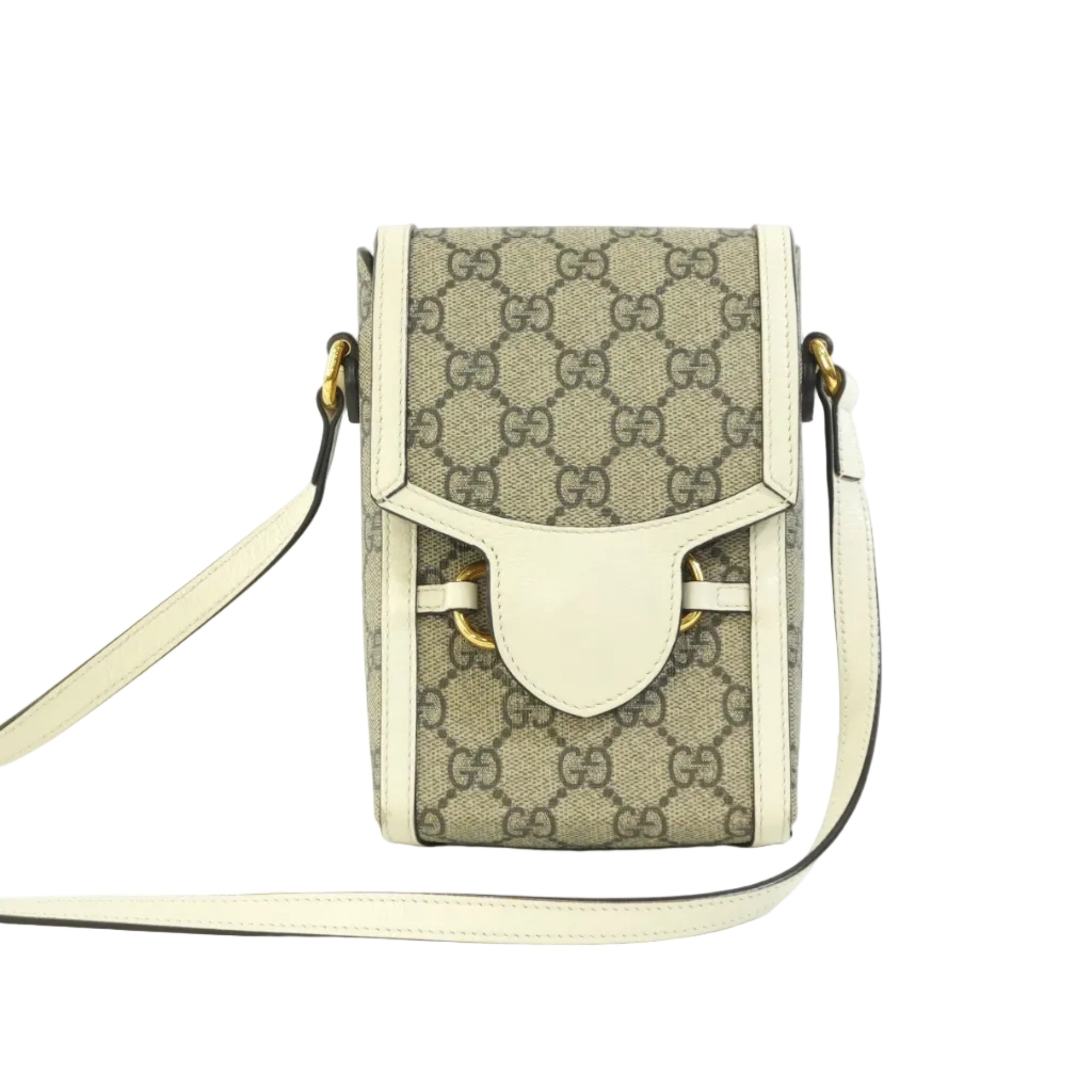 Pre-owned Gucci Horsebit Mini Vertical Shoulder Bag White