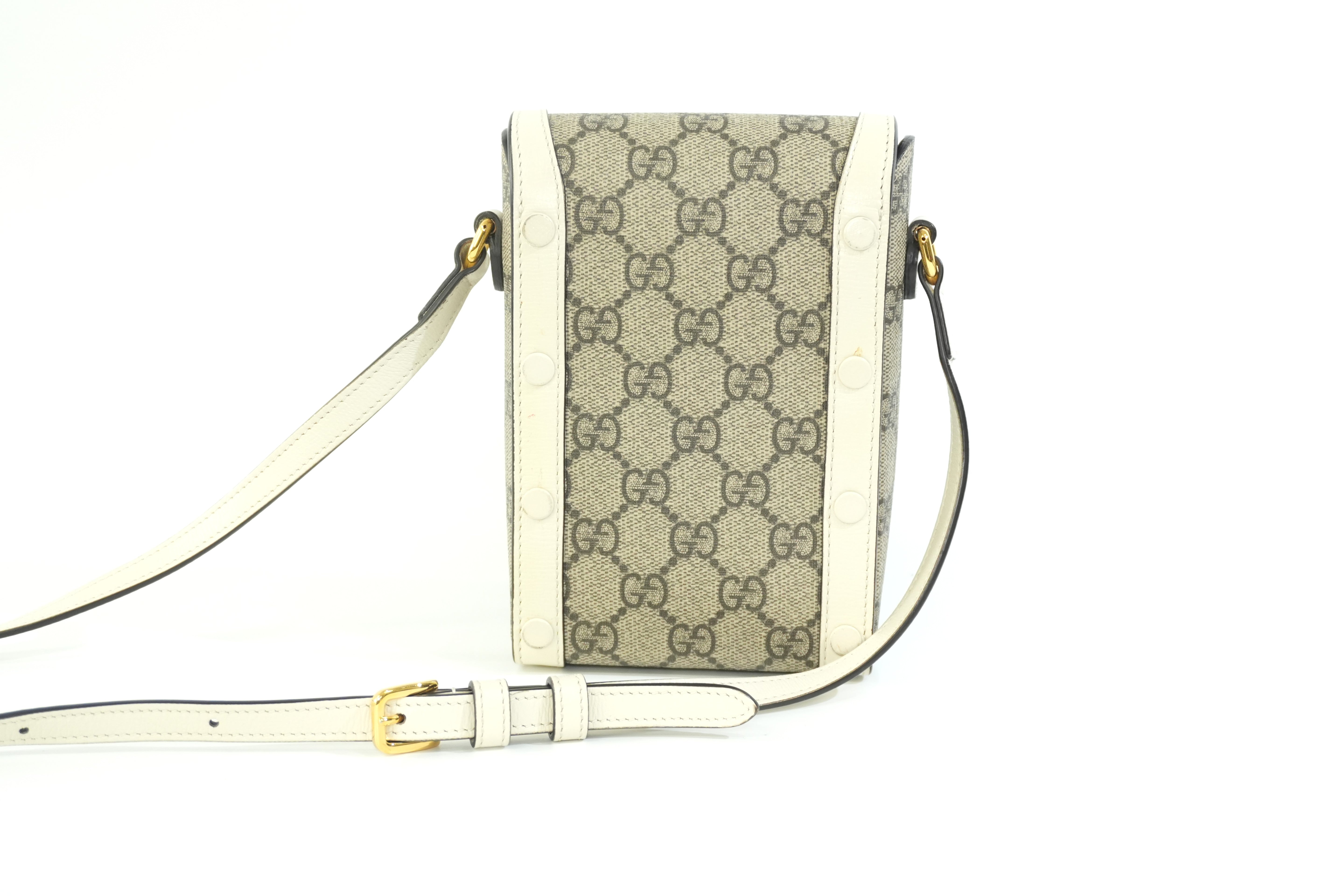 Pre-owned Gucci Horsebit Mini Vertical Shoulder Bag White