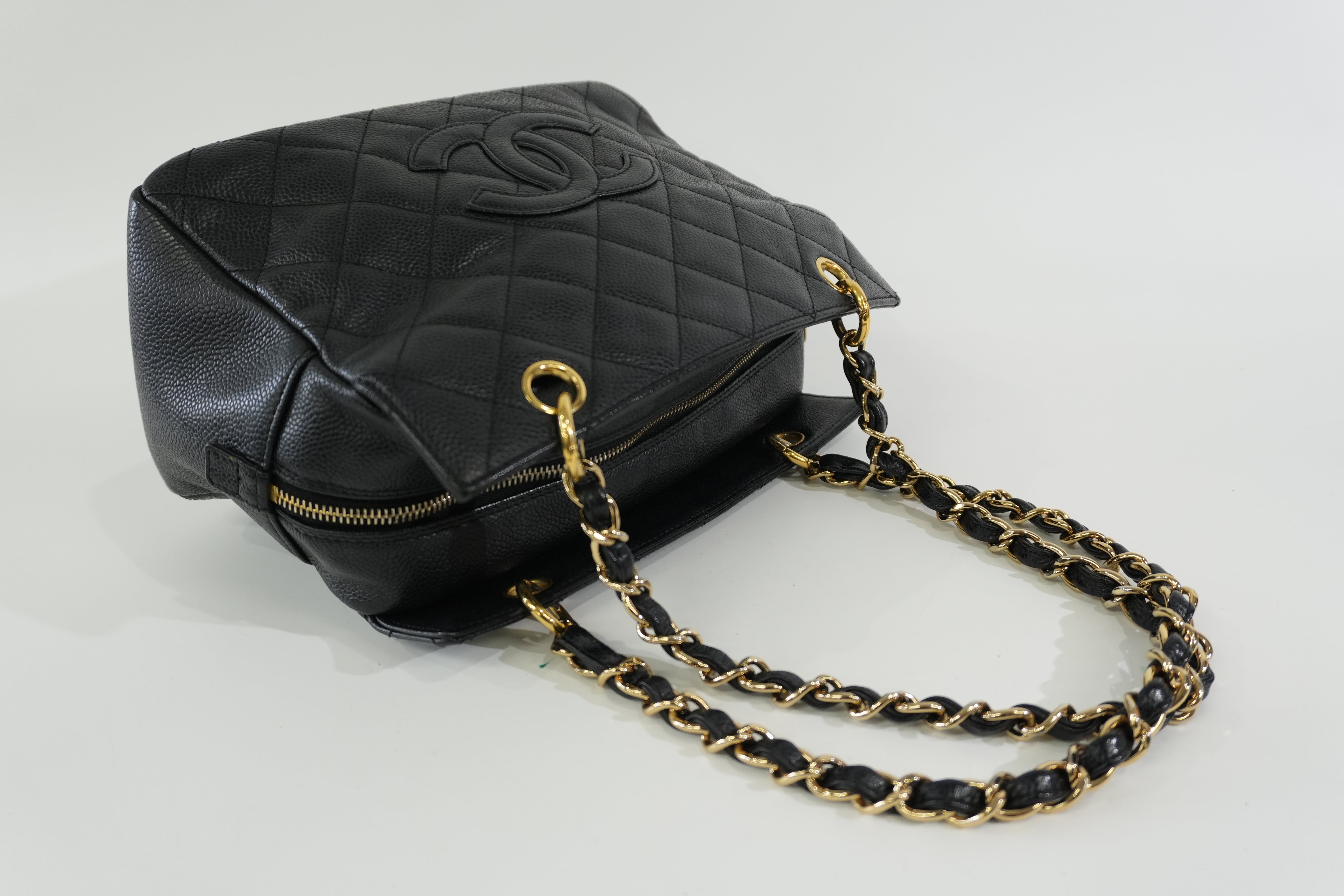Pre-owned Chanel Caviar Skin PTT Chain Tote Bag Black