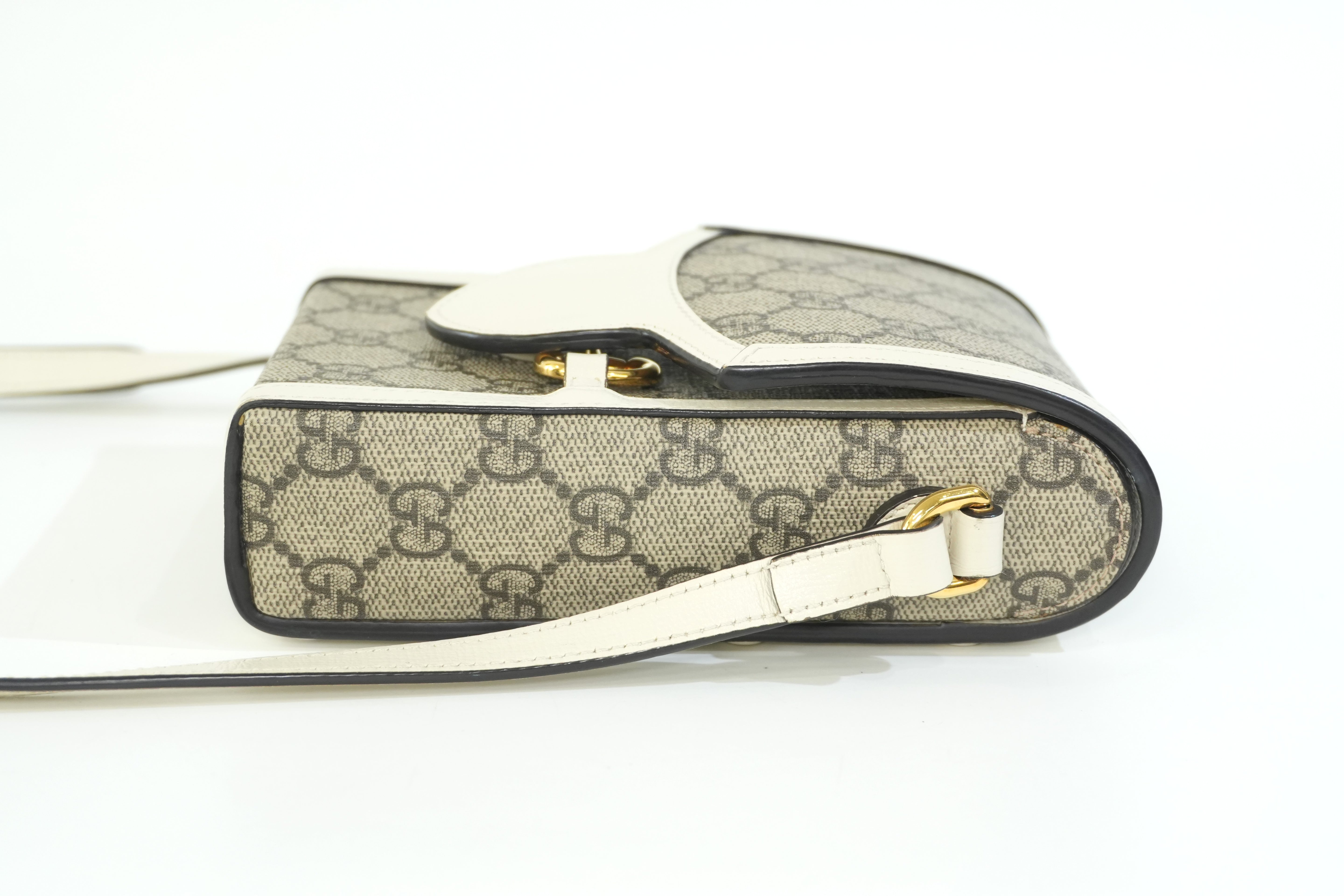 Pre-owned Gucci Horsebit Mini Vertical Shoulder Bag White