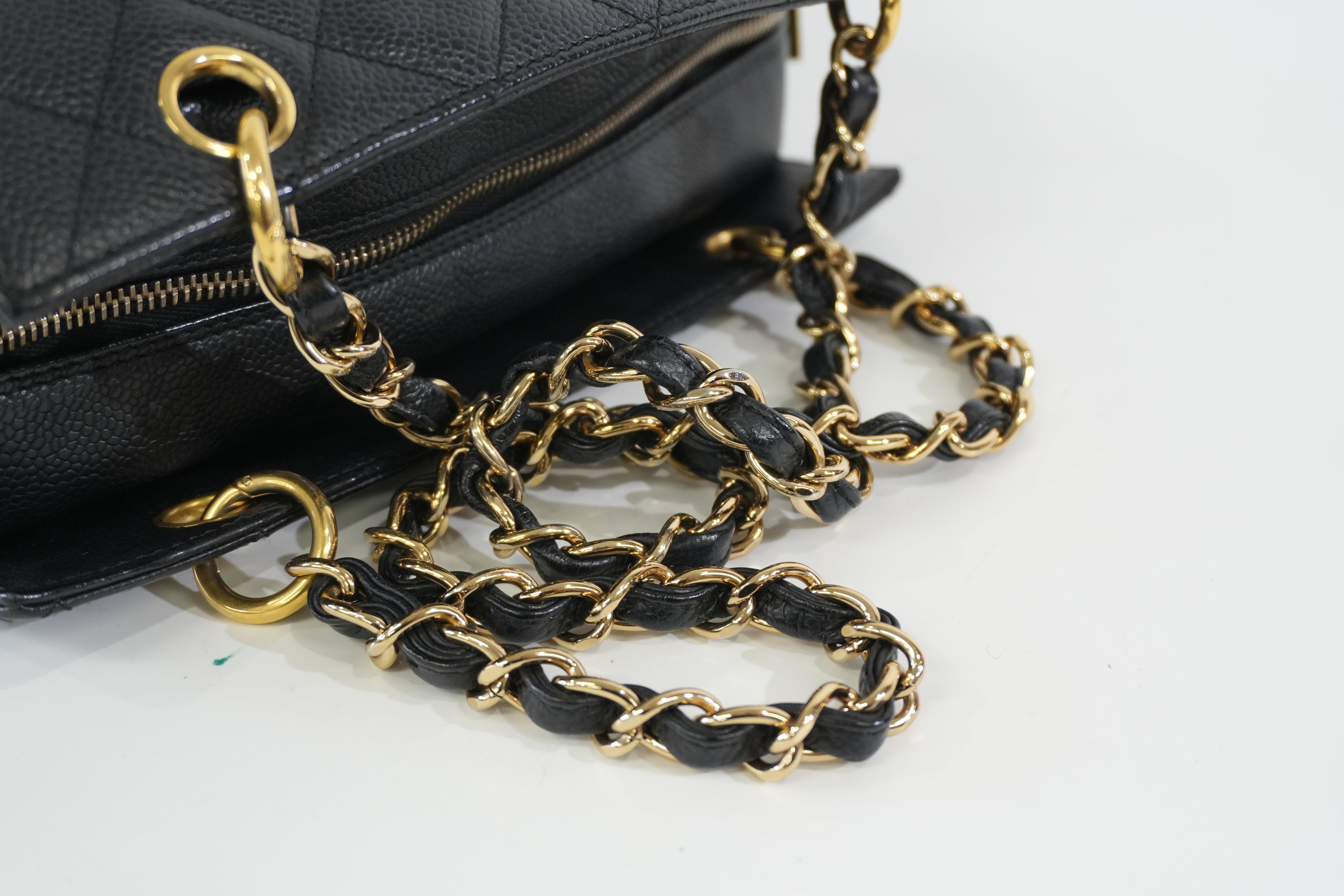 Pre-owned Chanel Caviar Skin PTT Chain Tote Bag Black