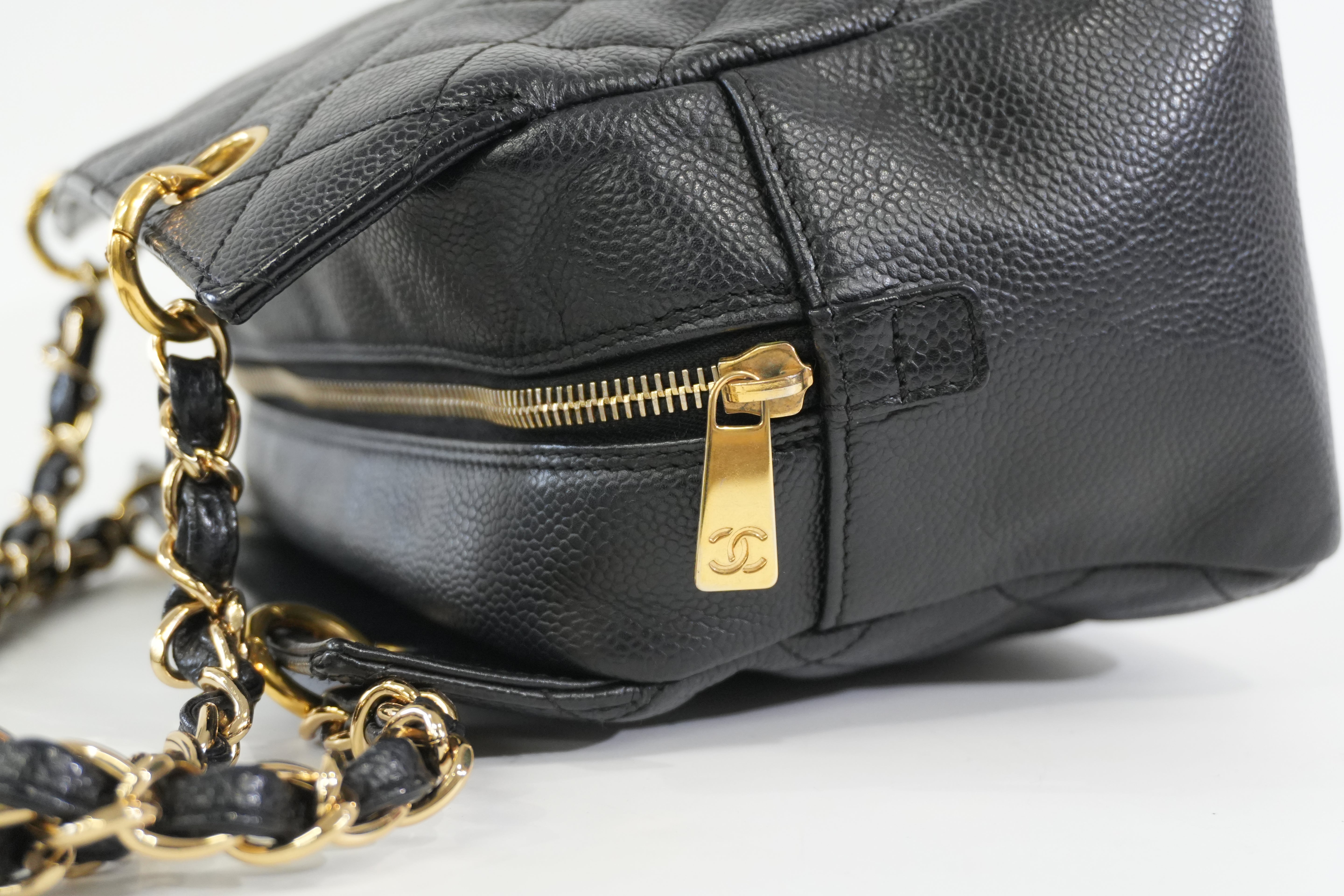 Pre-owned Chanel Caviar Skin PTT Chain Tote Bag Black