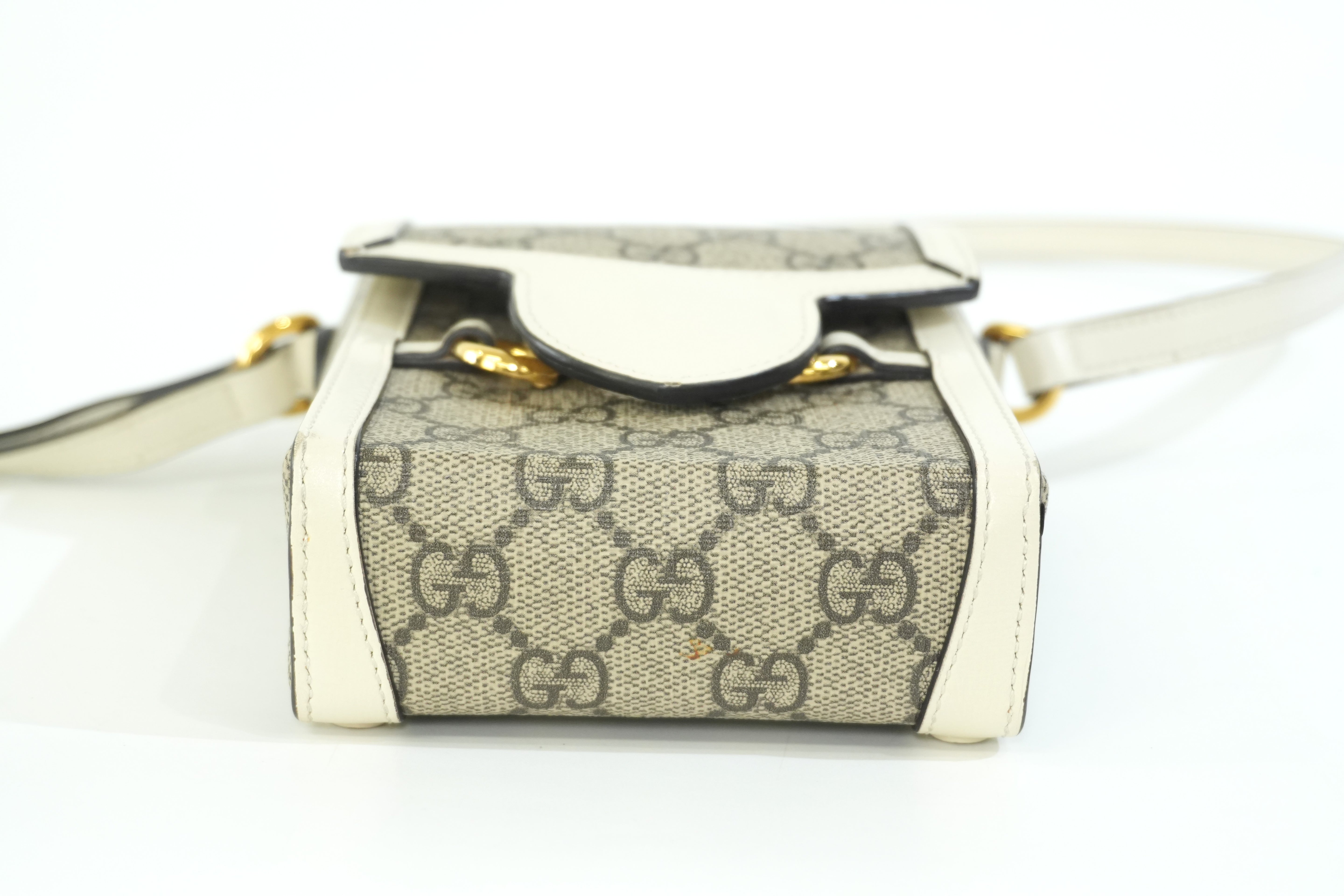 Pre-owned Gucci Horsebit Mini Vertical Shoulder Bag White
