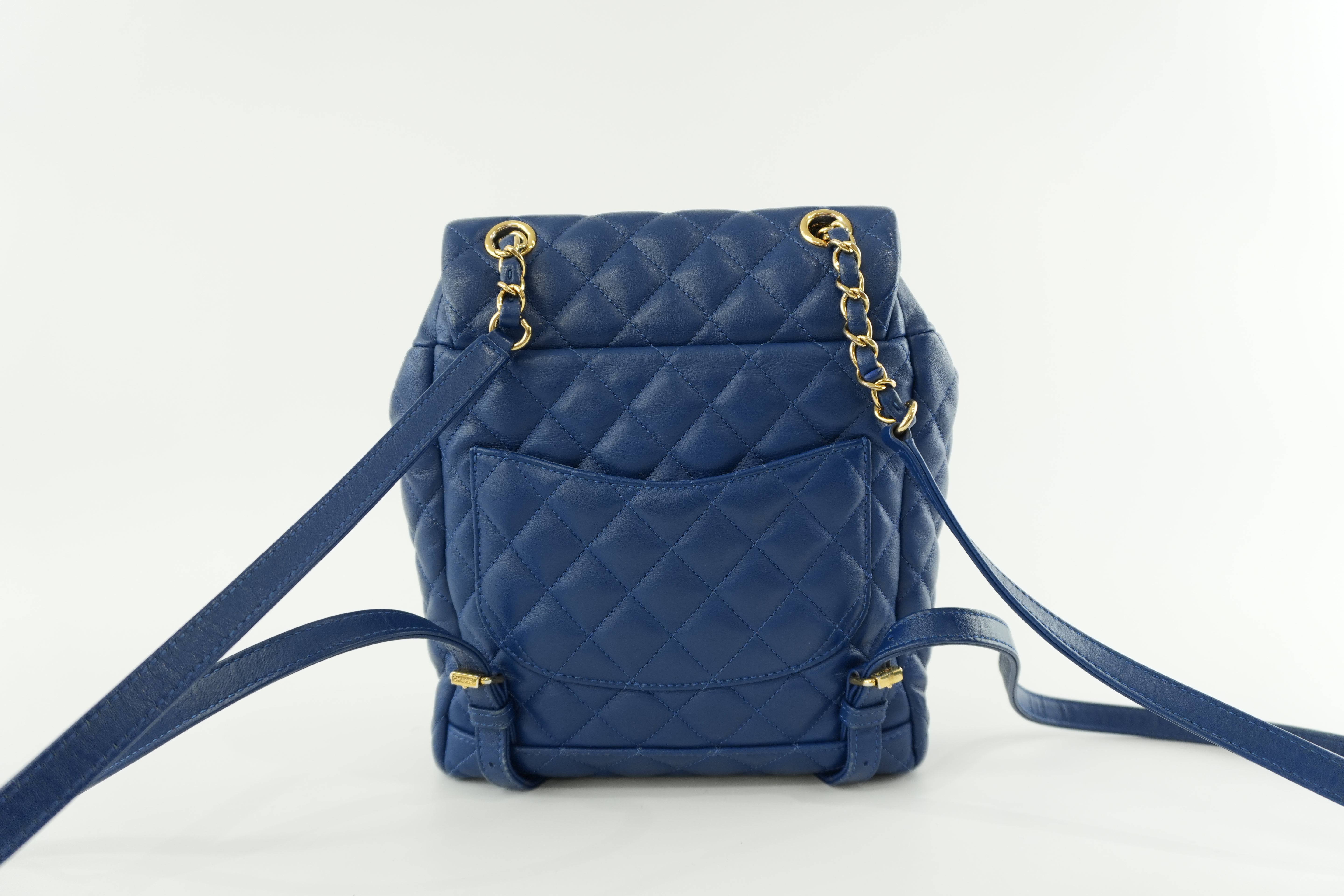 Chanel Lambskin Backpack Blue Used