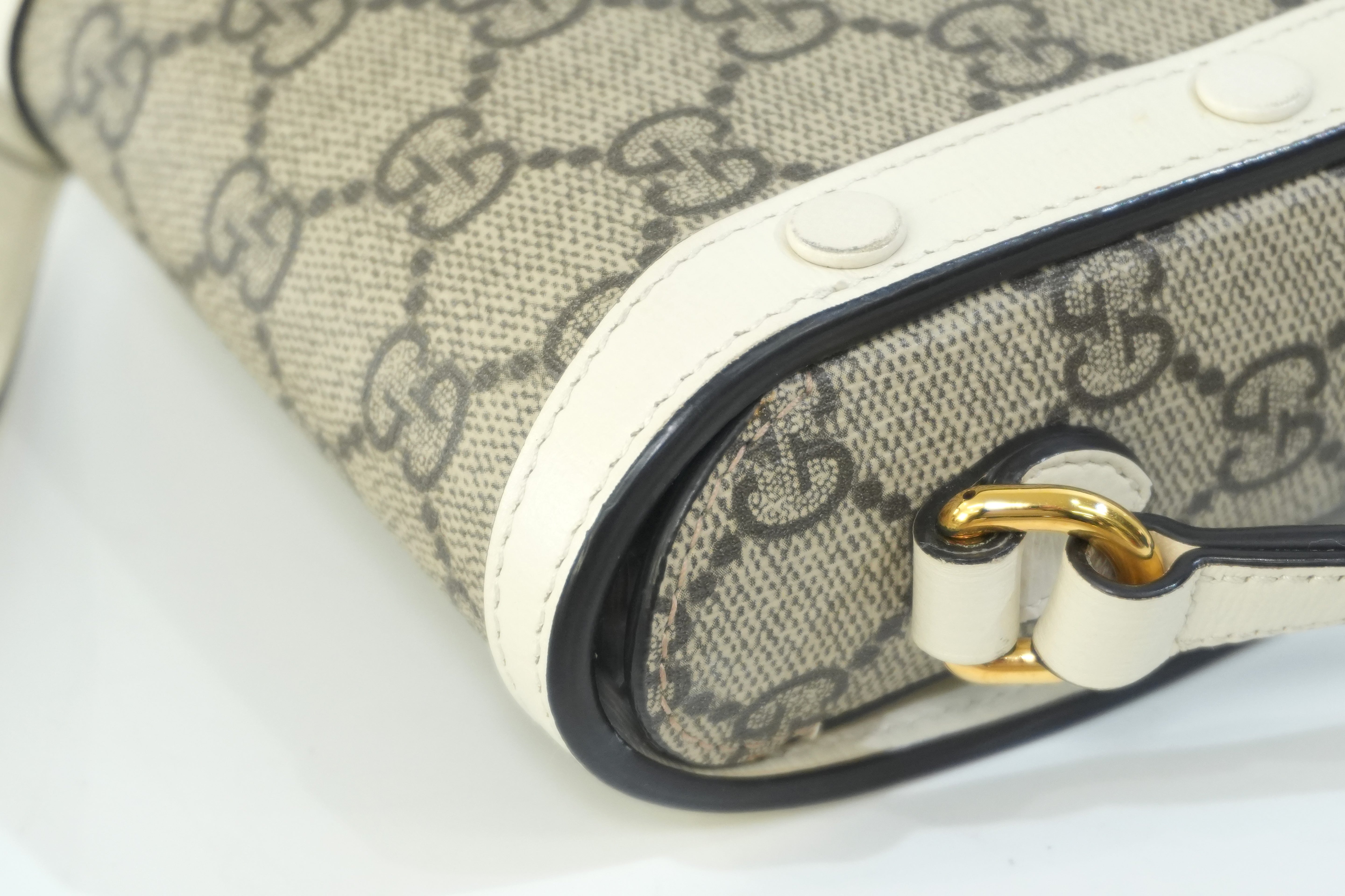 Pre-owned Gucci Horsebit Mini Vertical Shoulder Bag White