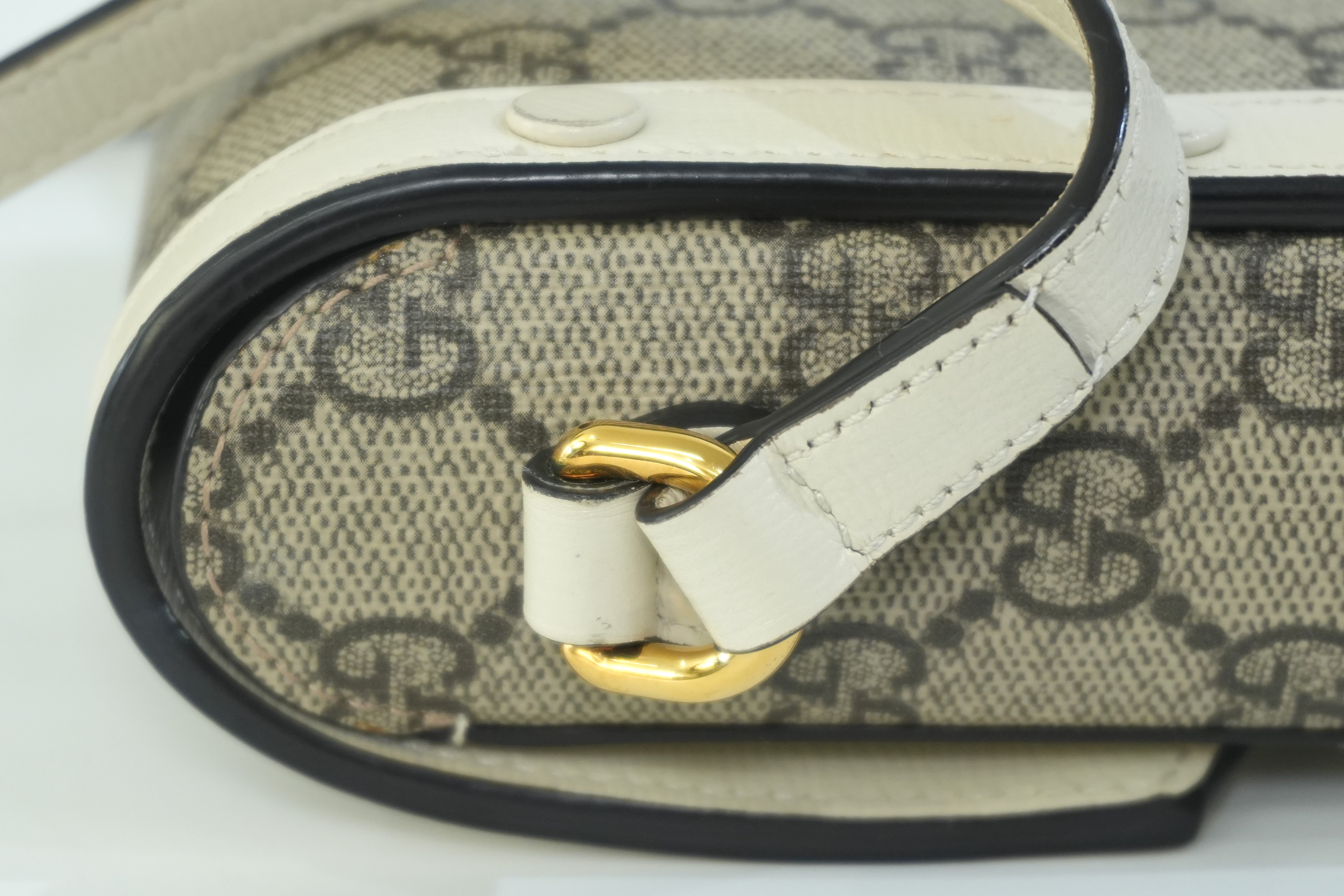 Pre-owned Gucci Horsebit Mini Vertical Shoulder Bag White