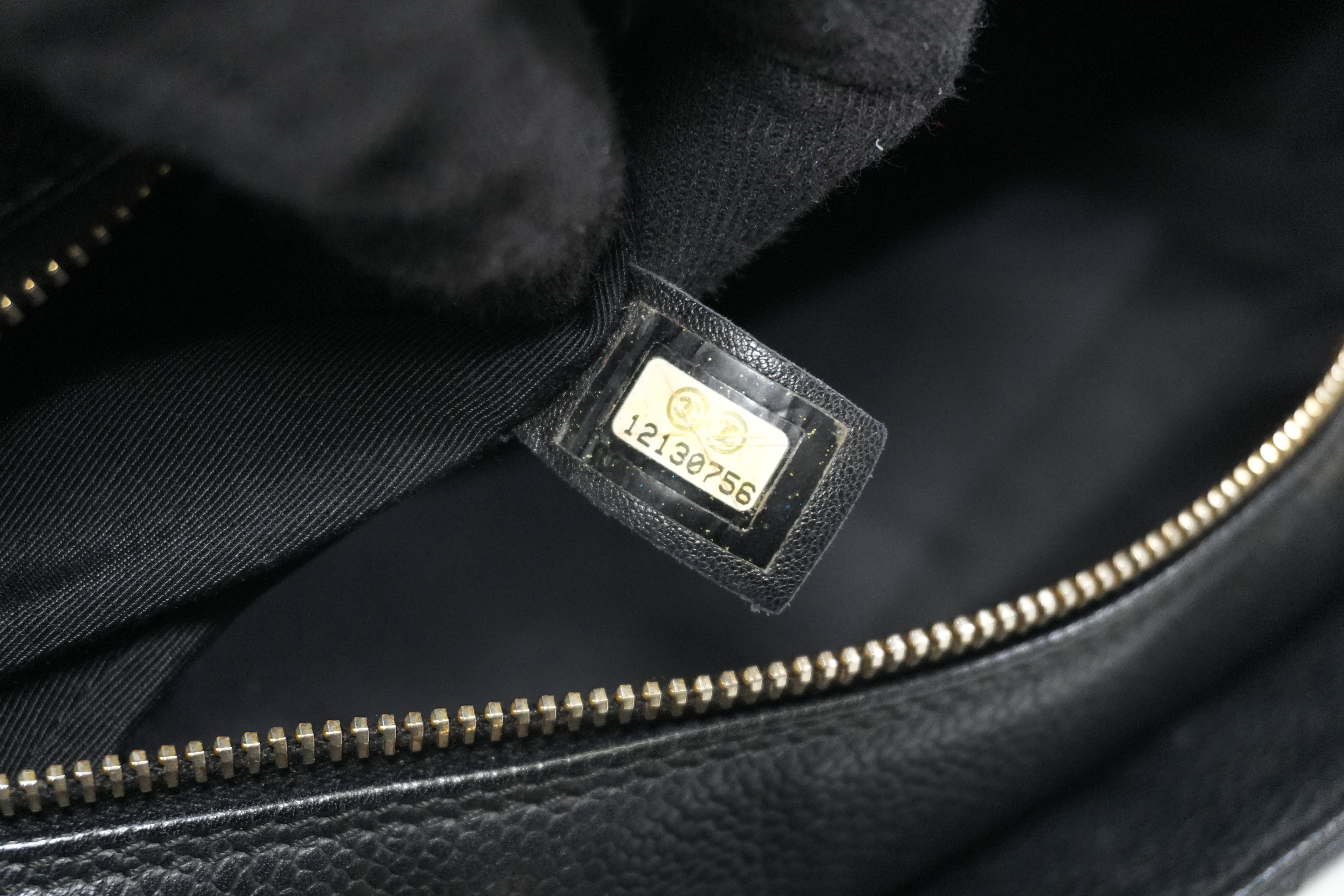 Pre-owned Chanel Caviar Skin PTT Chain Tote Bag Black