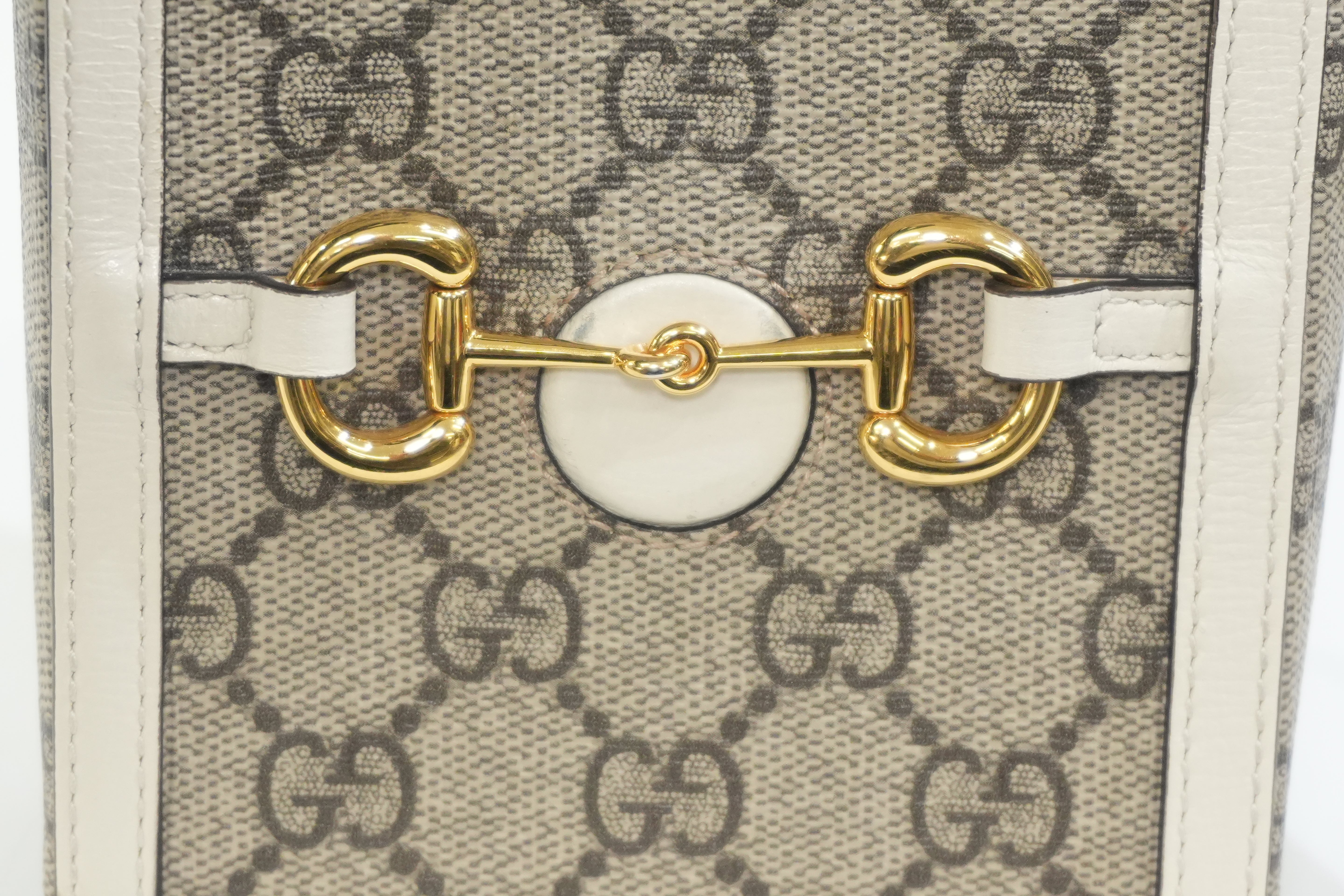 Pre-owned Gucci Horsebit Mini Vertical Shoulder Bag White