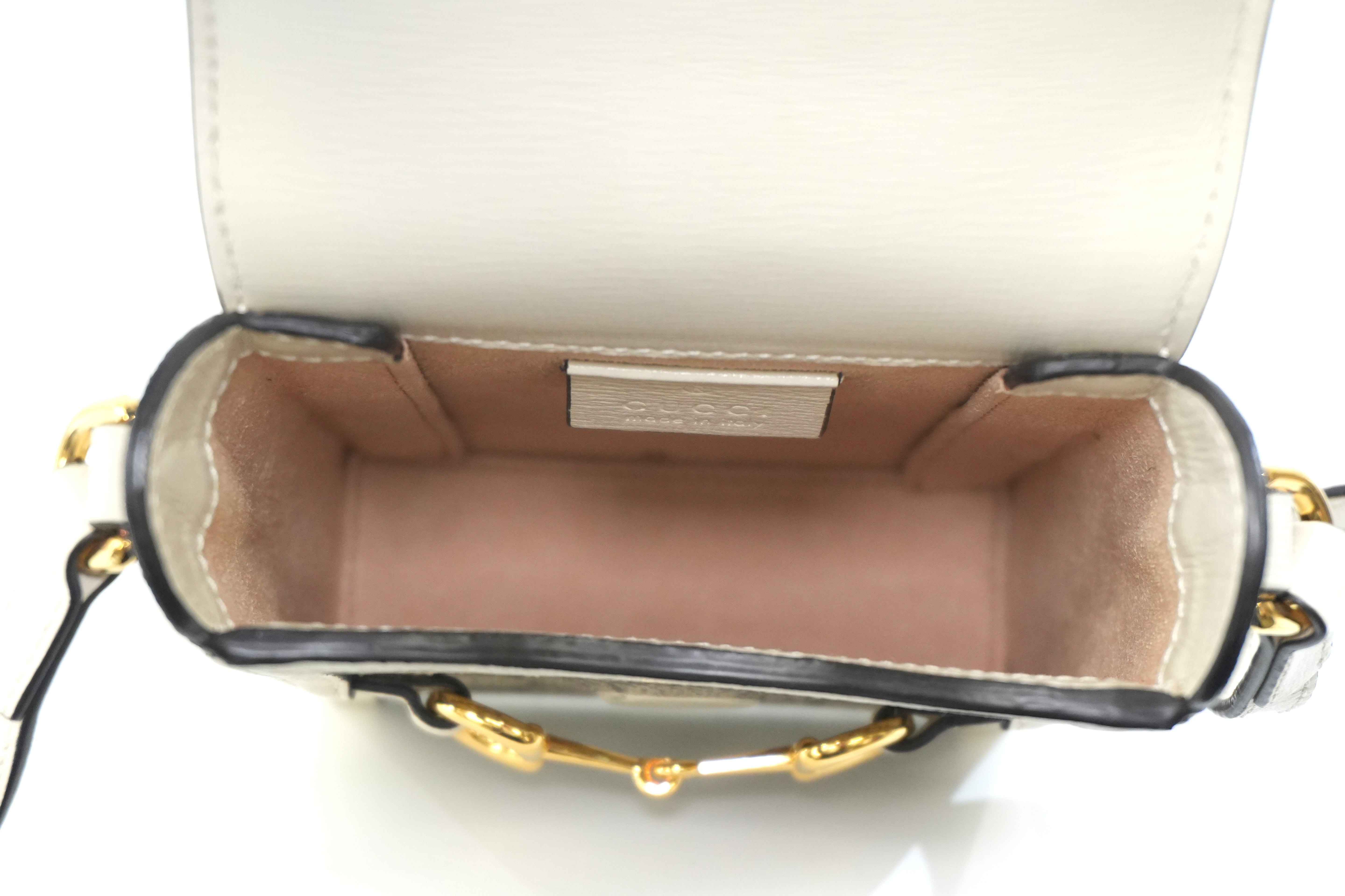 Pre-owned Gucci Horsebit Mini Vertical Shoulder Bag White