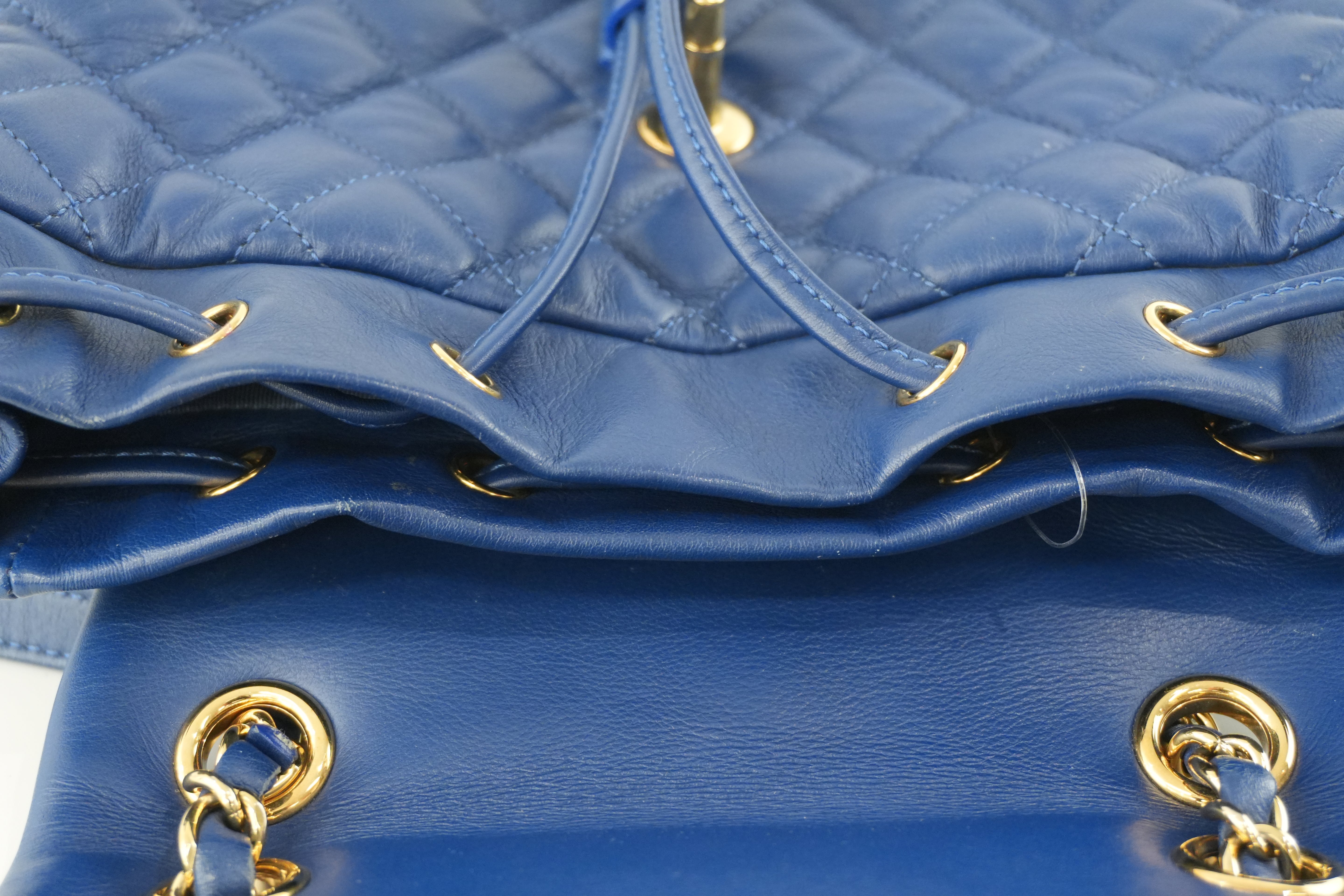 Chanel Lambskin Backpack Blue Used