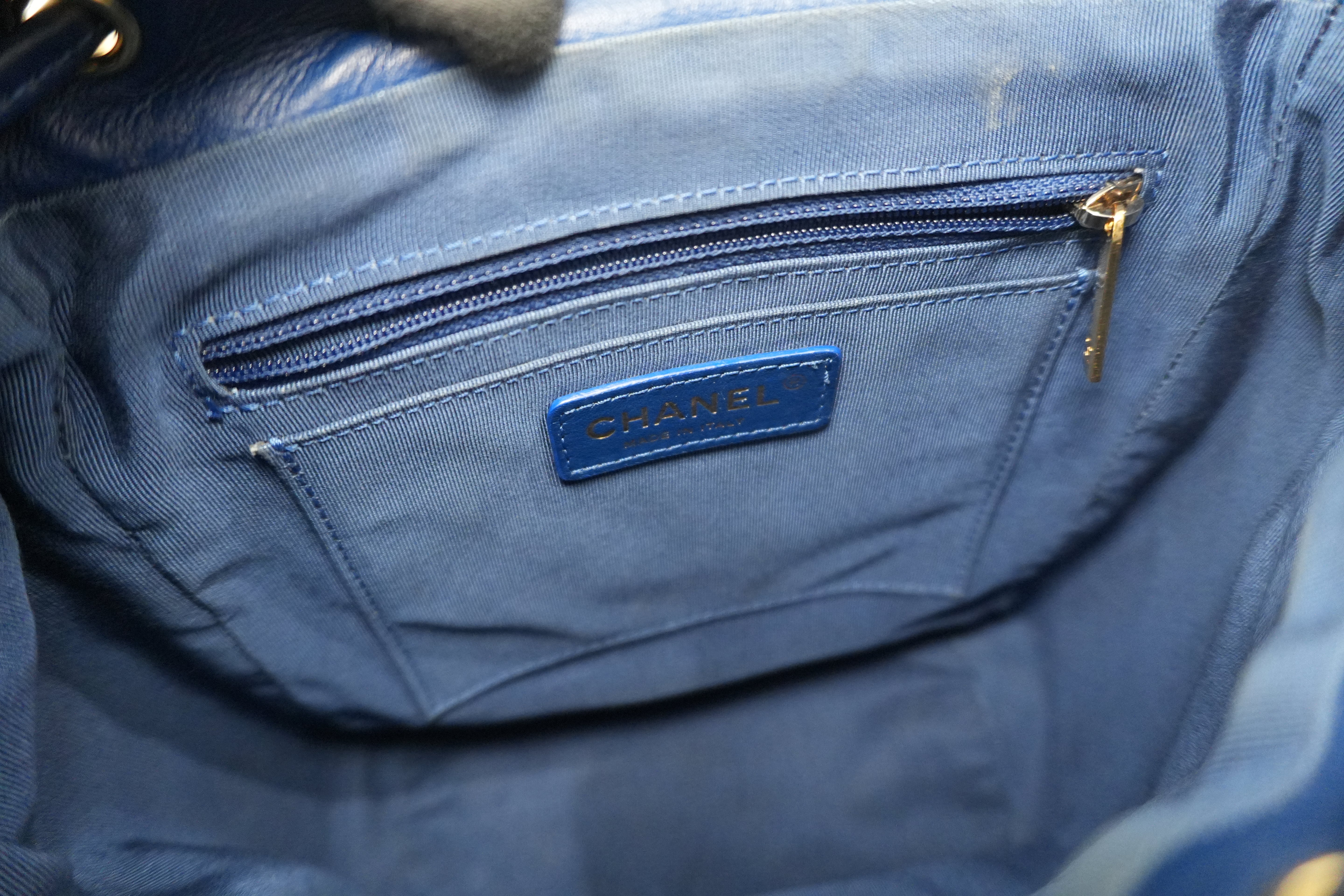 Chanel Lambskin Backpack Blue Used