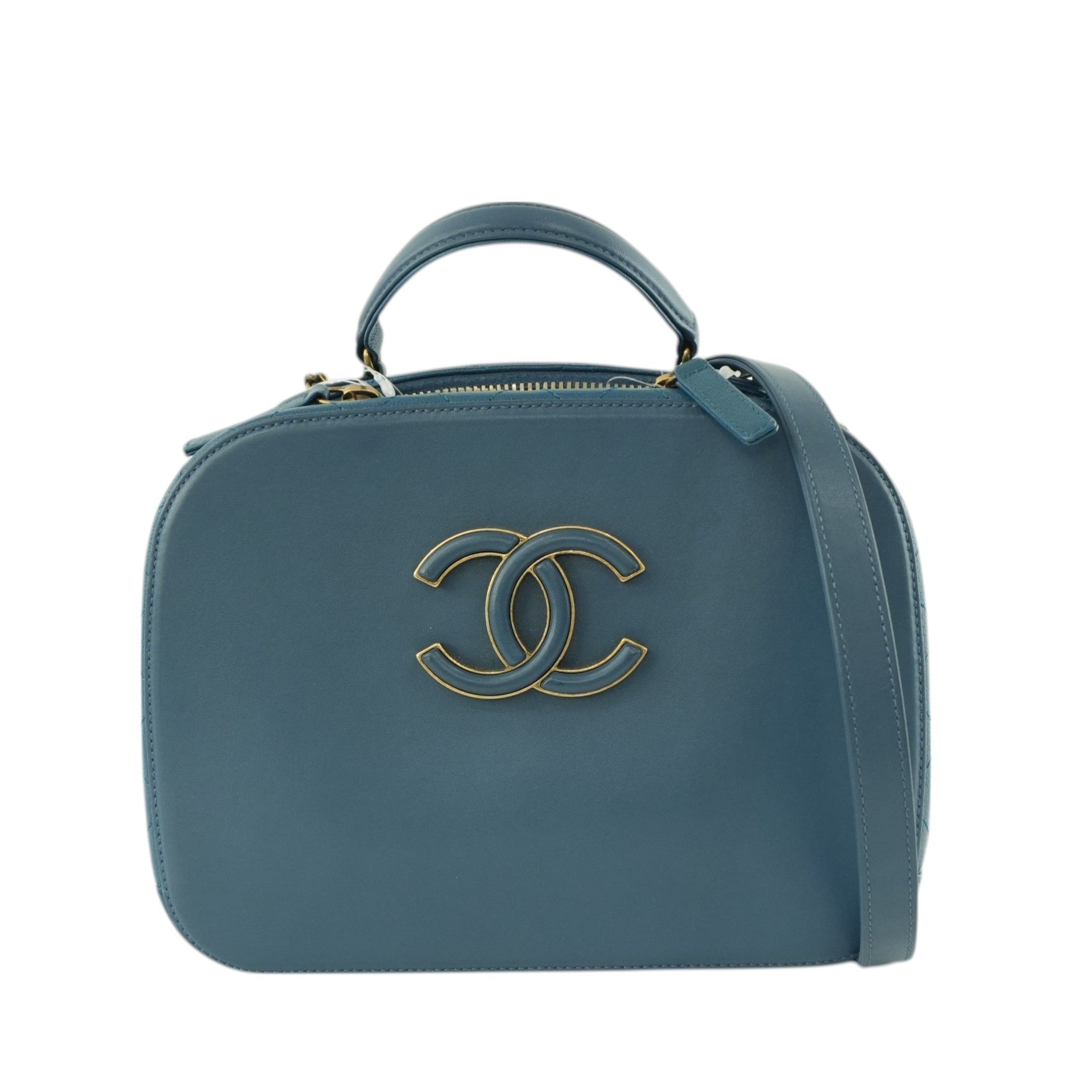 Chanel Curve Vanity Two Way Shoulder Bag Blue Used