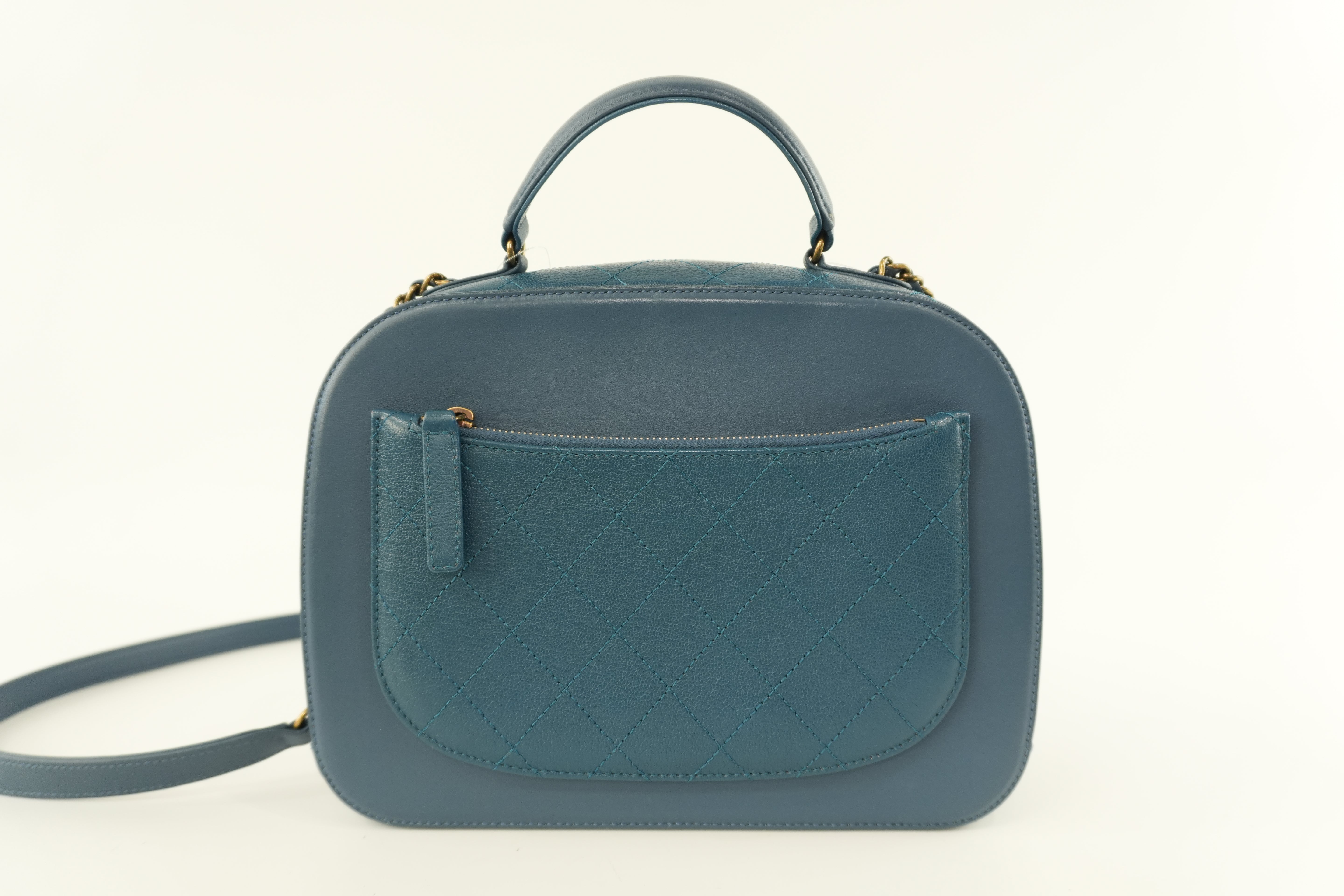 Chanel Curve Vanity Two Way Shoulder Bag Blue Used