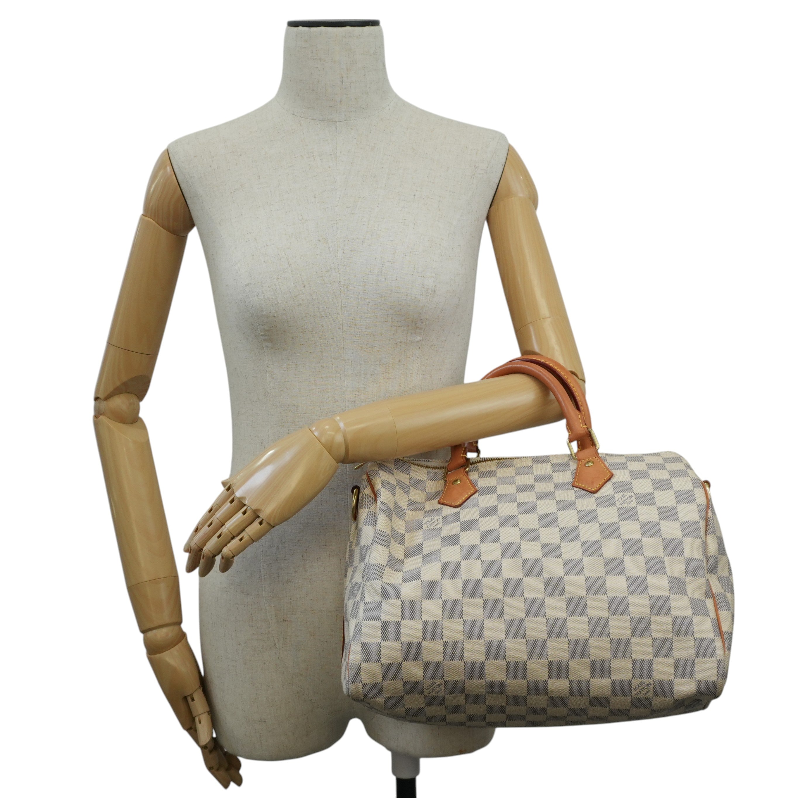 Pre-owned Louis Vuitton Damier Azur Speedy 30 Bandouliere Missing Strap