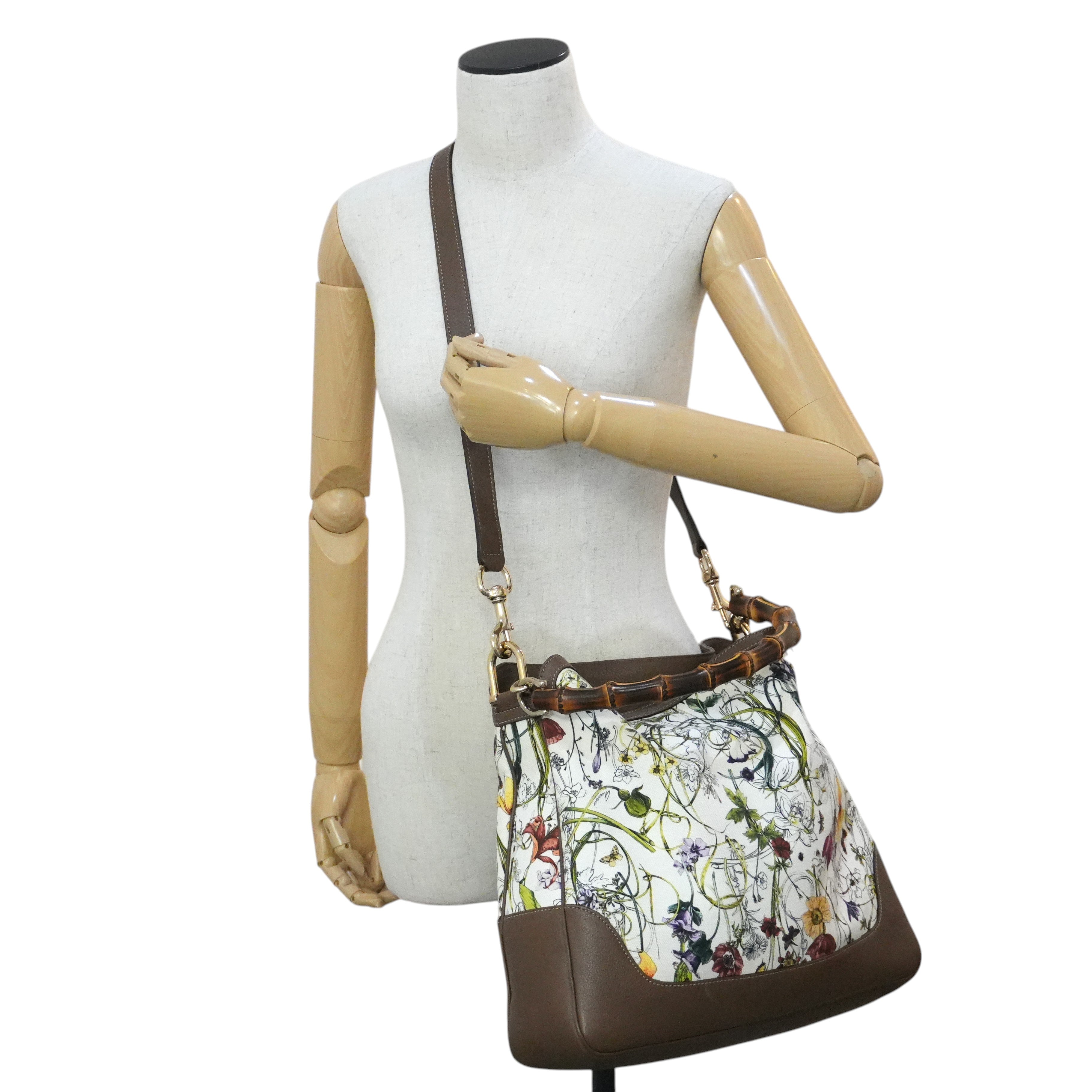 Pre-owned Gucci Two Way Diana Bamboo Handle Shoulder Bag Floral