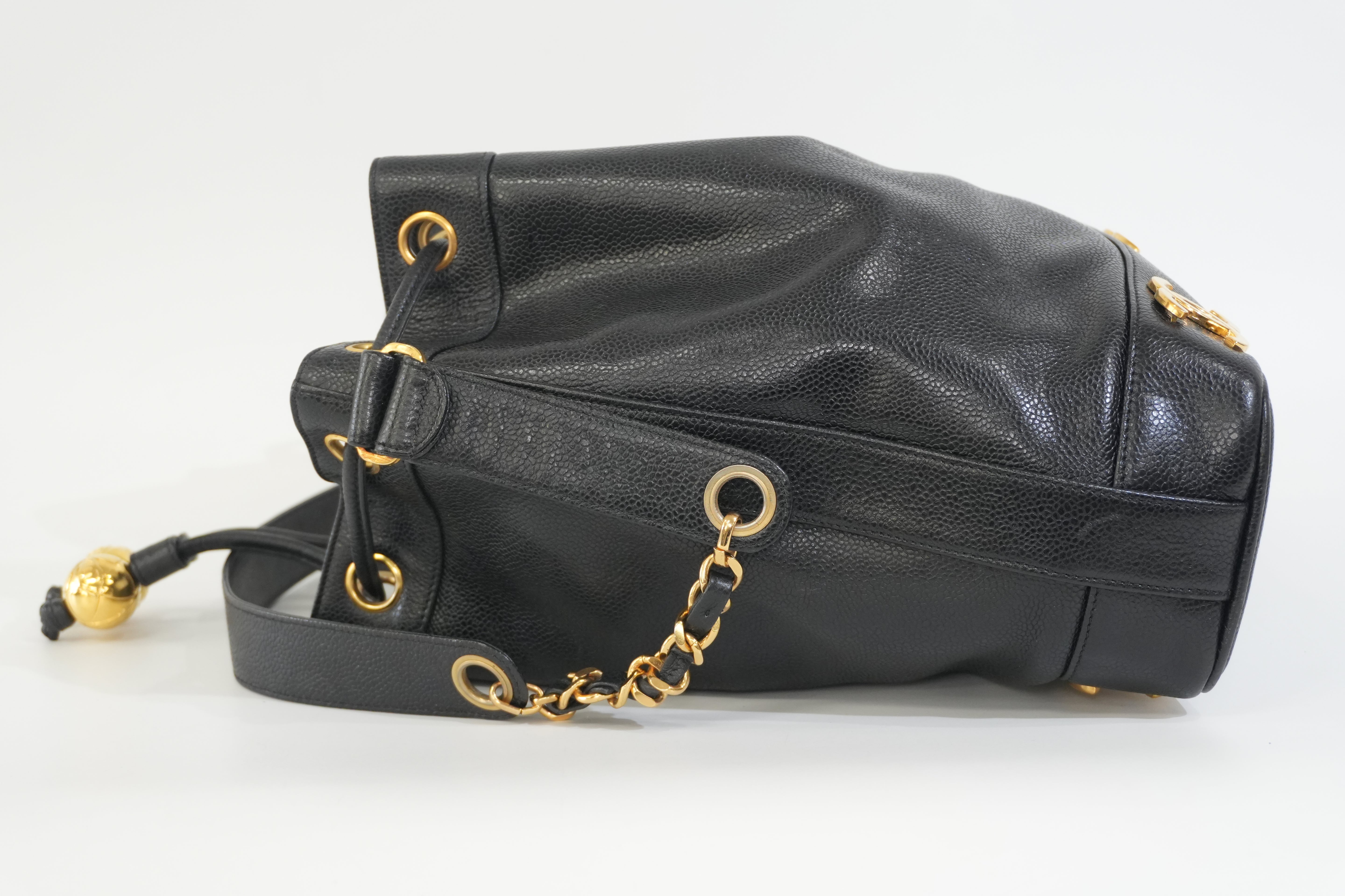 Pre-owned Chanel Caviar Skin Leather Bucket Shoulder Bag Black