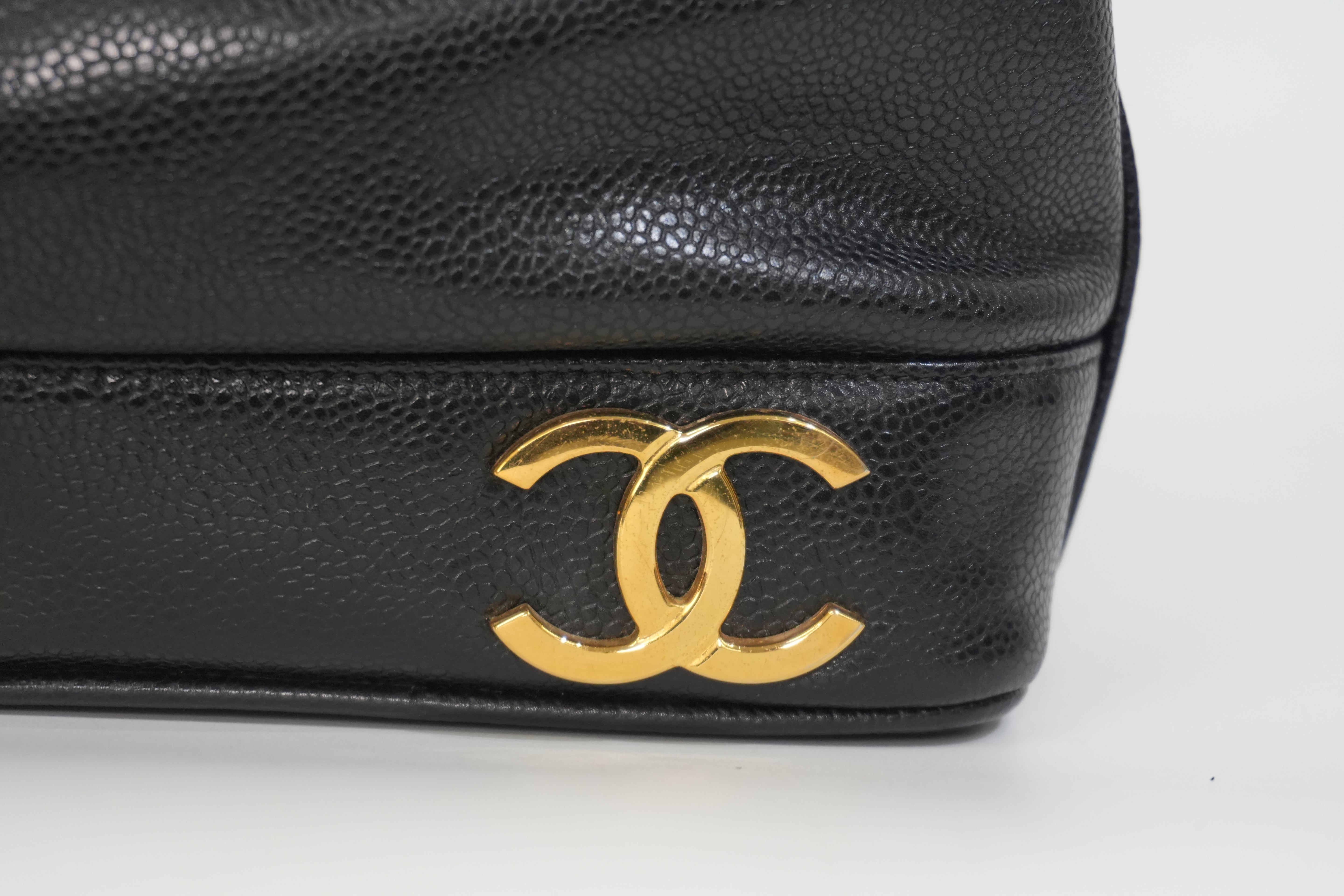 Pre-owned Chanel Caviar Skin Leather Bucket Shoulder Bag Black