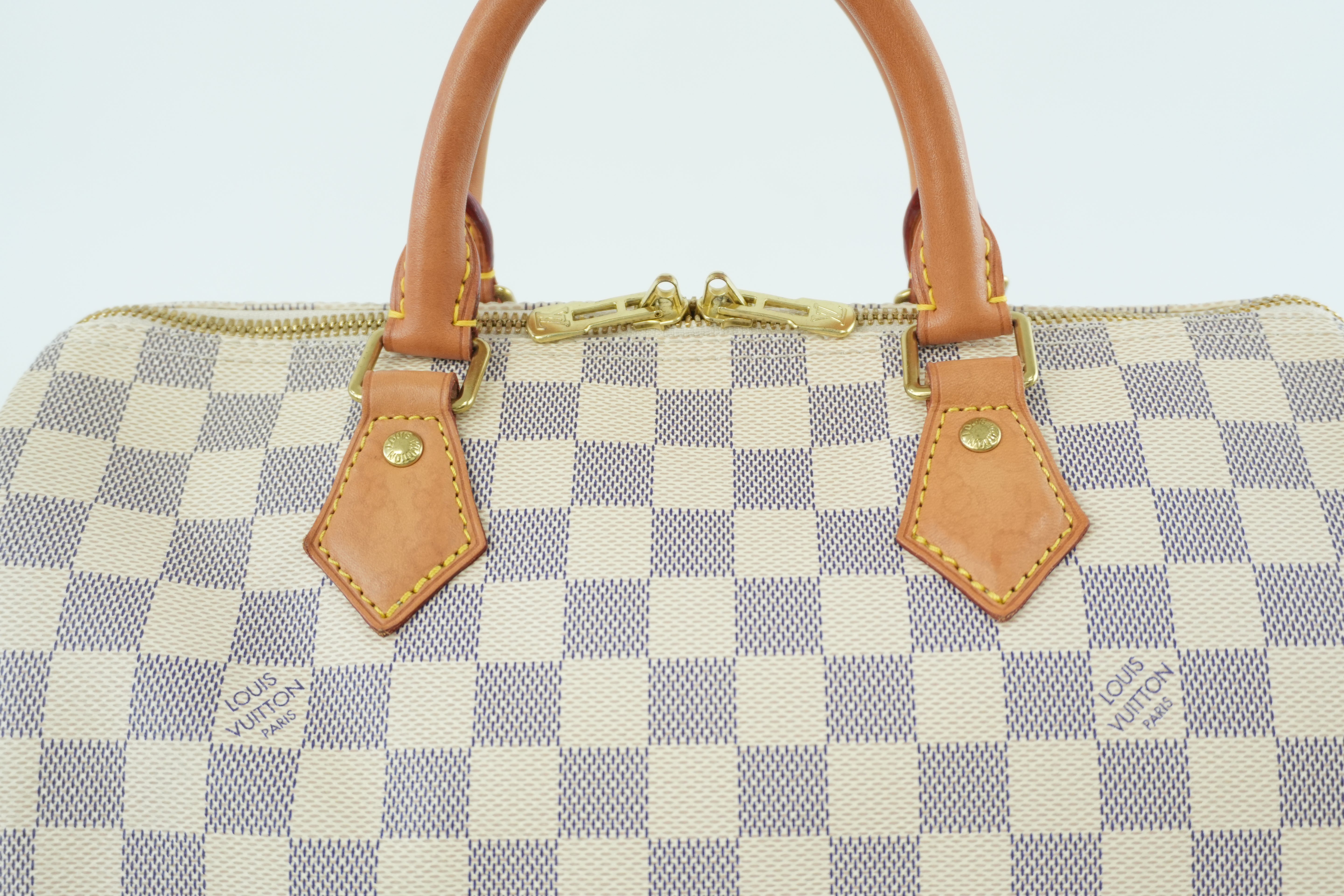 Pre-owned Louis Vuitton Damier Azur Speedy 30 Bandouliere Missing Strap