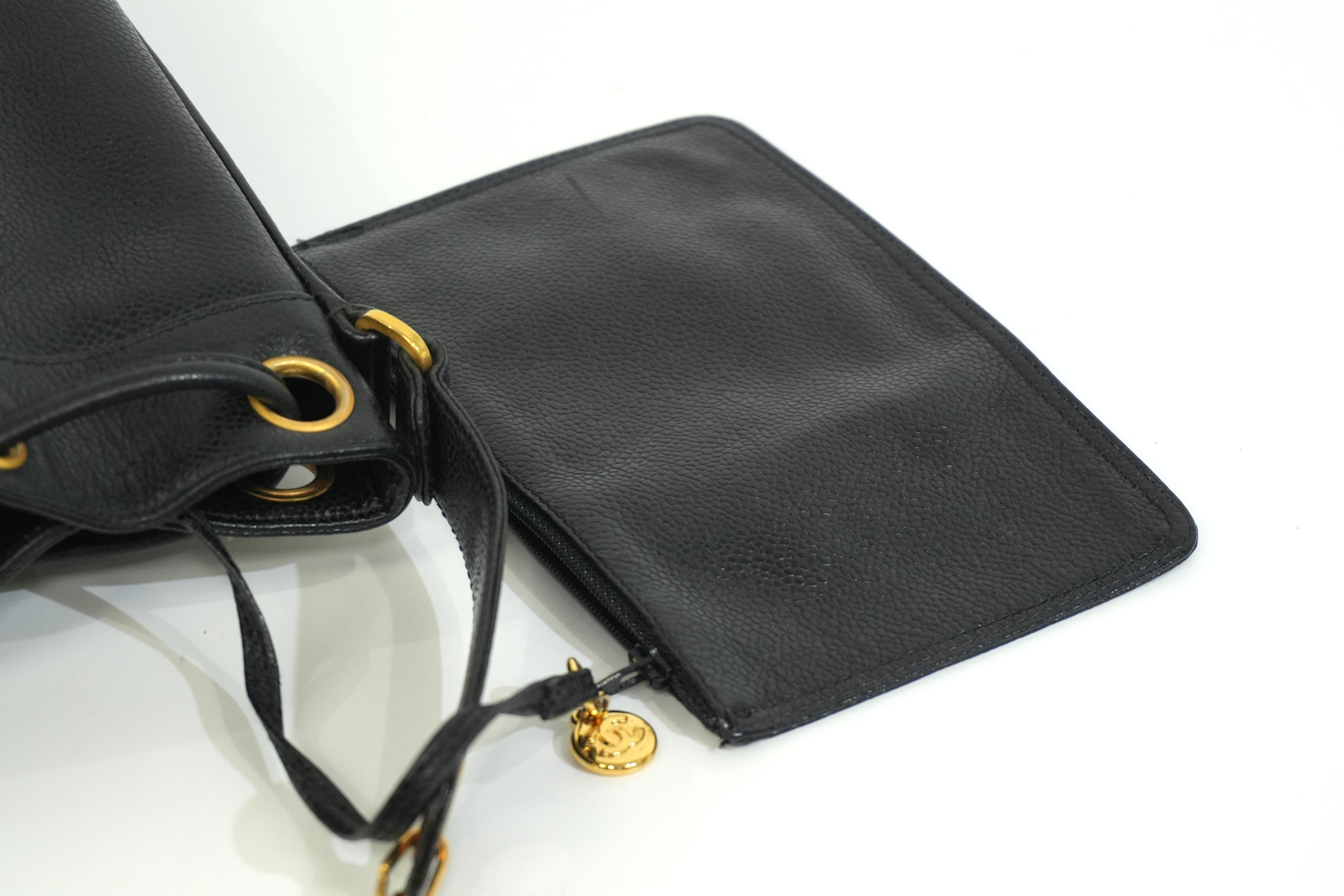 Pre-owned Chanel Caviar Skin Leather Bucket Shoulder Bag Black