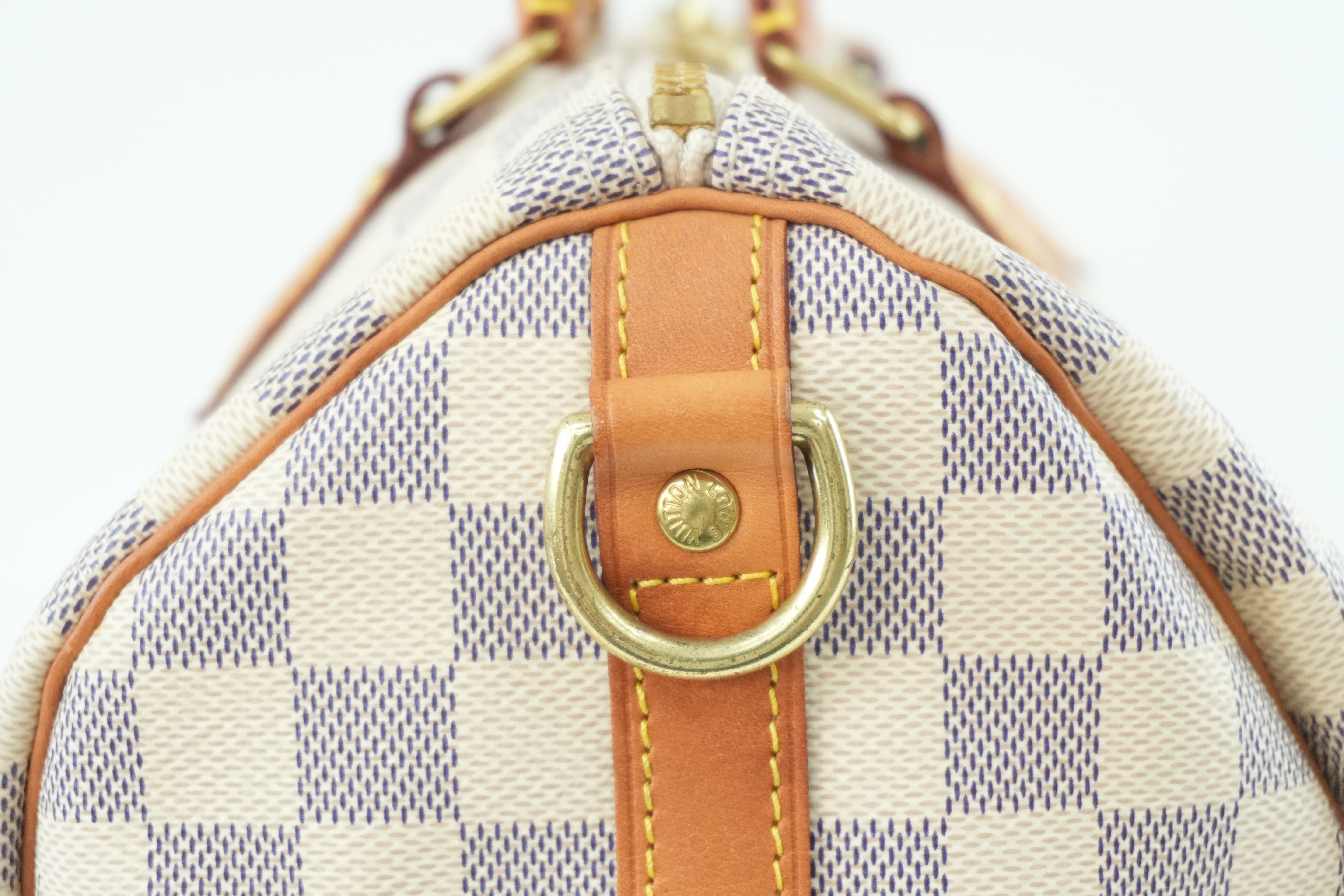 Pre-owned Louis Vuitton Damier Azur Speedy 30 Bandouliere Missing Strap