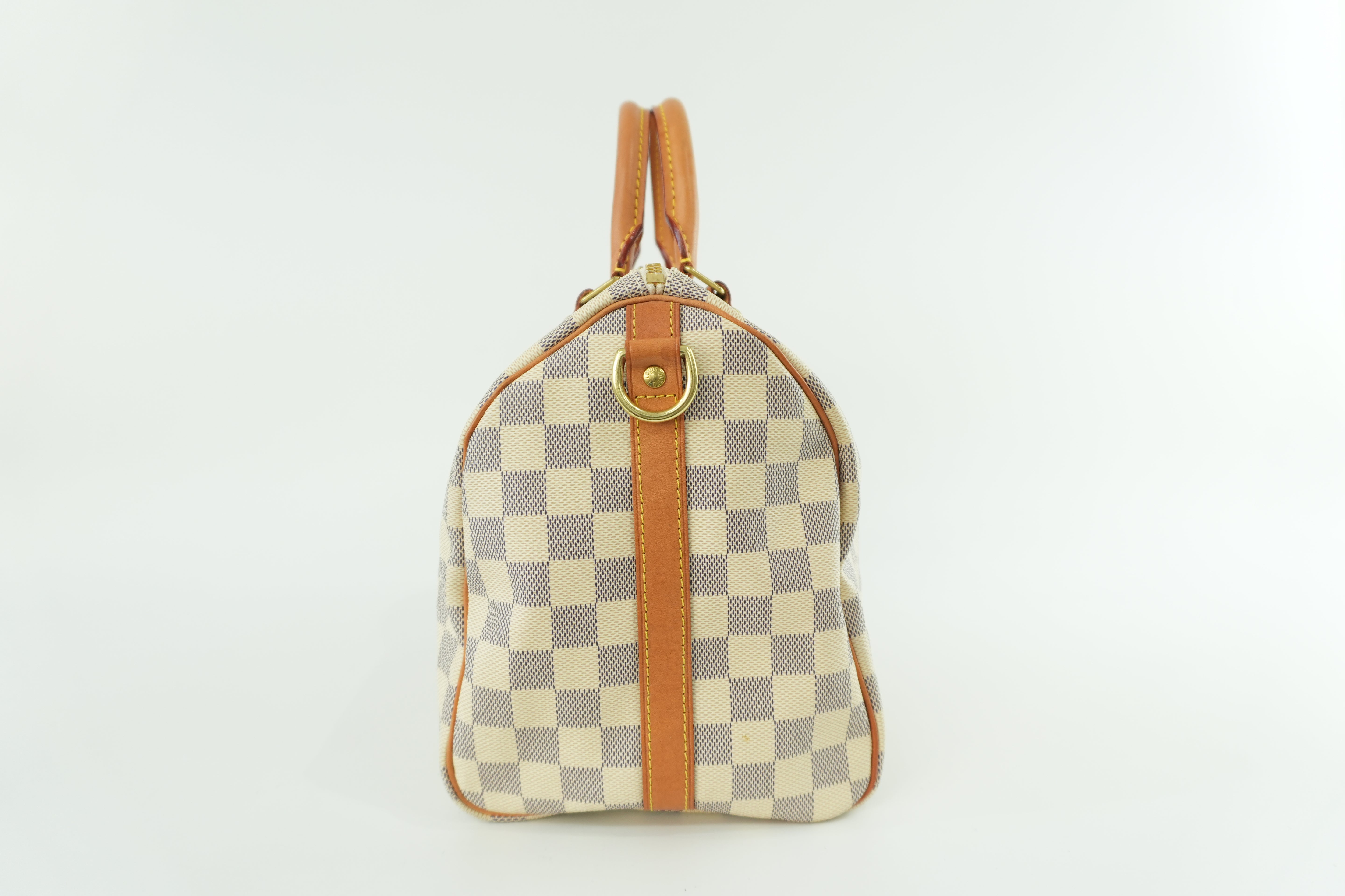 Pre-owned Louis Vuitton Damier Azur Speedy 30 Bandouliere Missing Strap