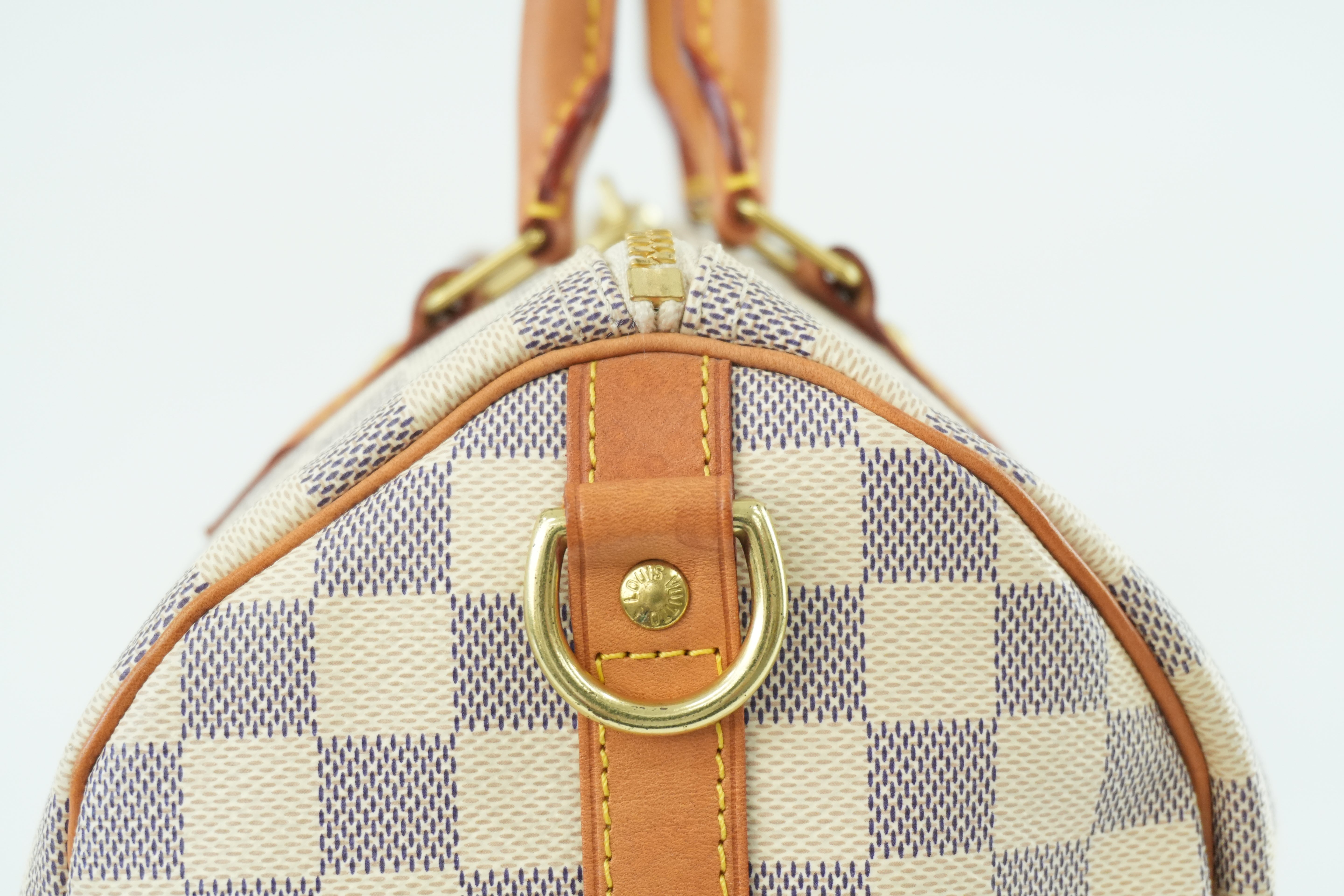 Pre-owned Louis Vuitton Damier Azur Speedy 30 Bandouliere Missing Strap