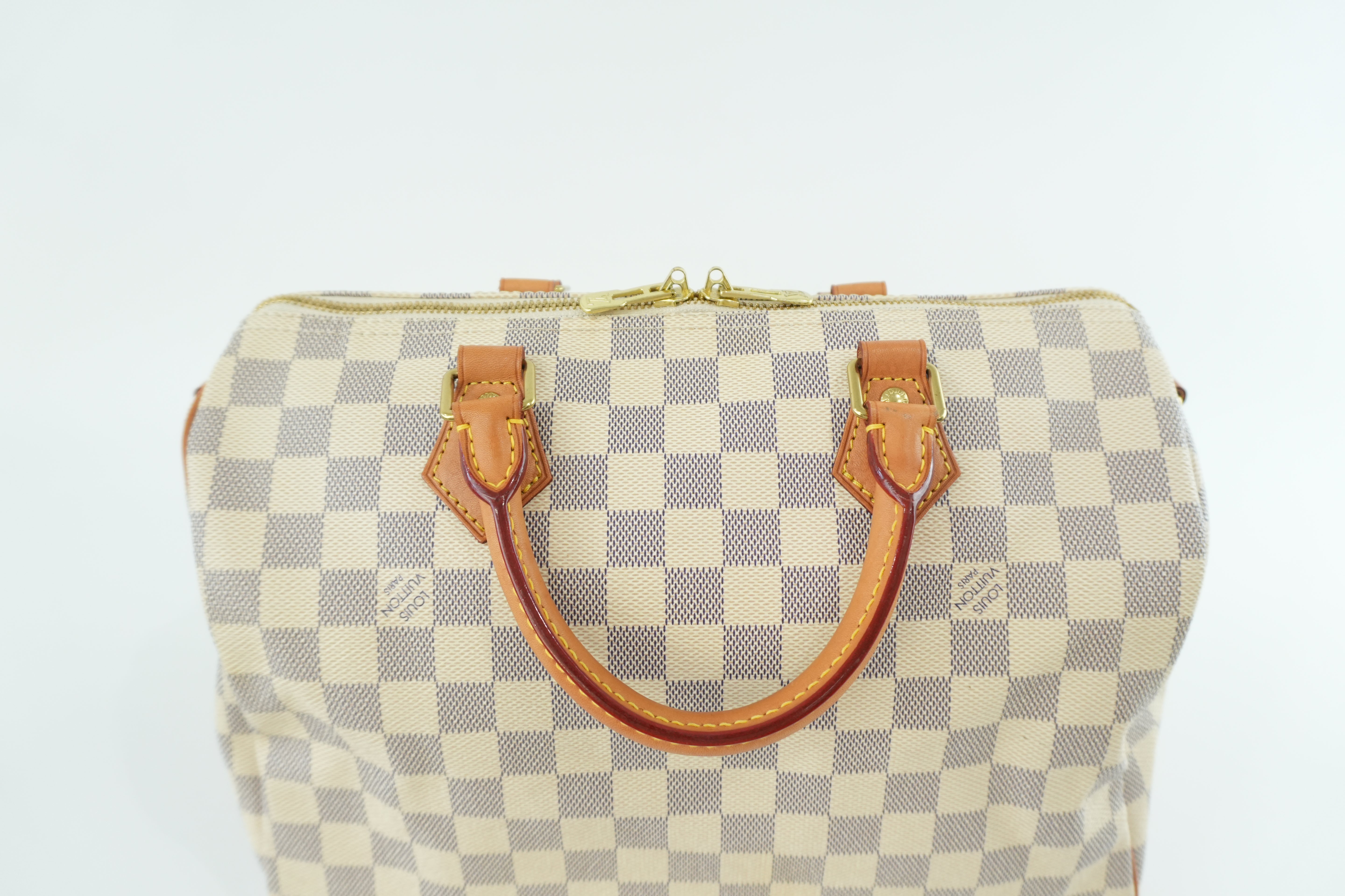 Pre-owned Louis Vuitton Damier Azur Speedy 30 Bandouliere Missing Strap