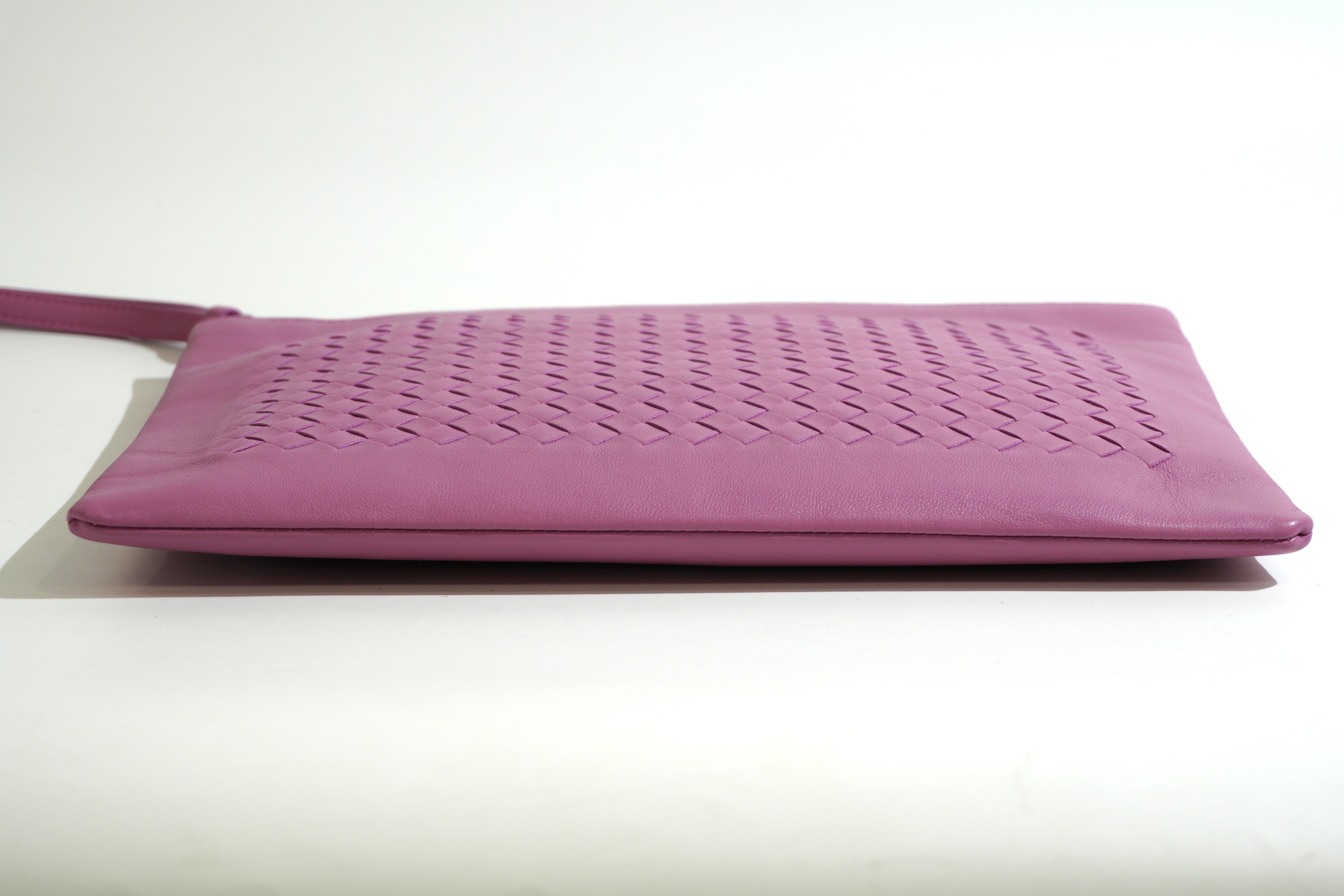 Pre-owned Bottega Intercciato Wrist Clutch Bag Purple