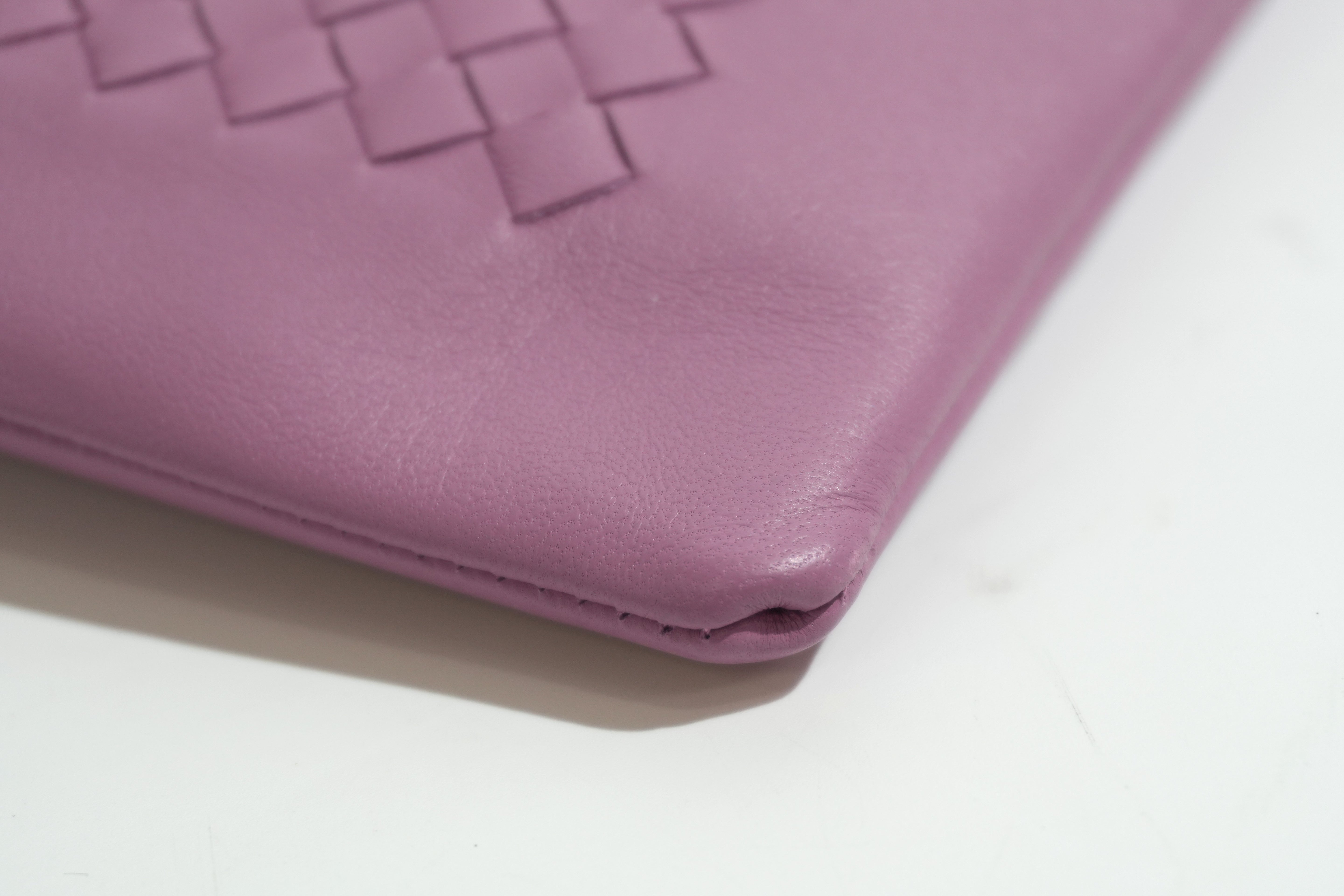 Pre-owned Bottega Intercciato Wrist Clutch Bag Purple
