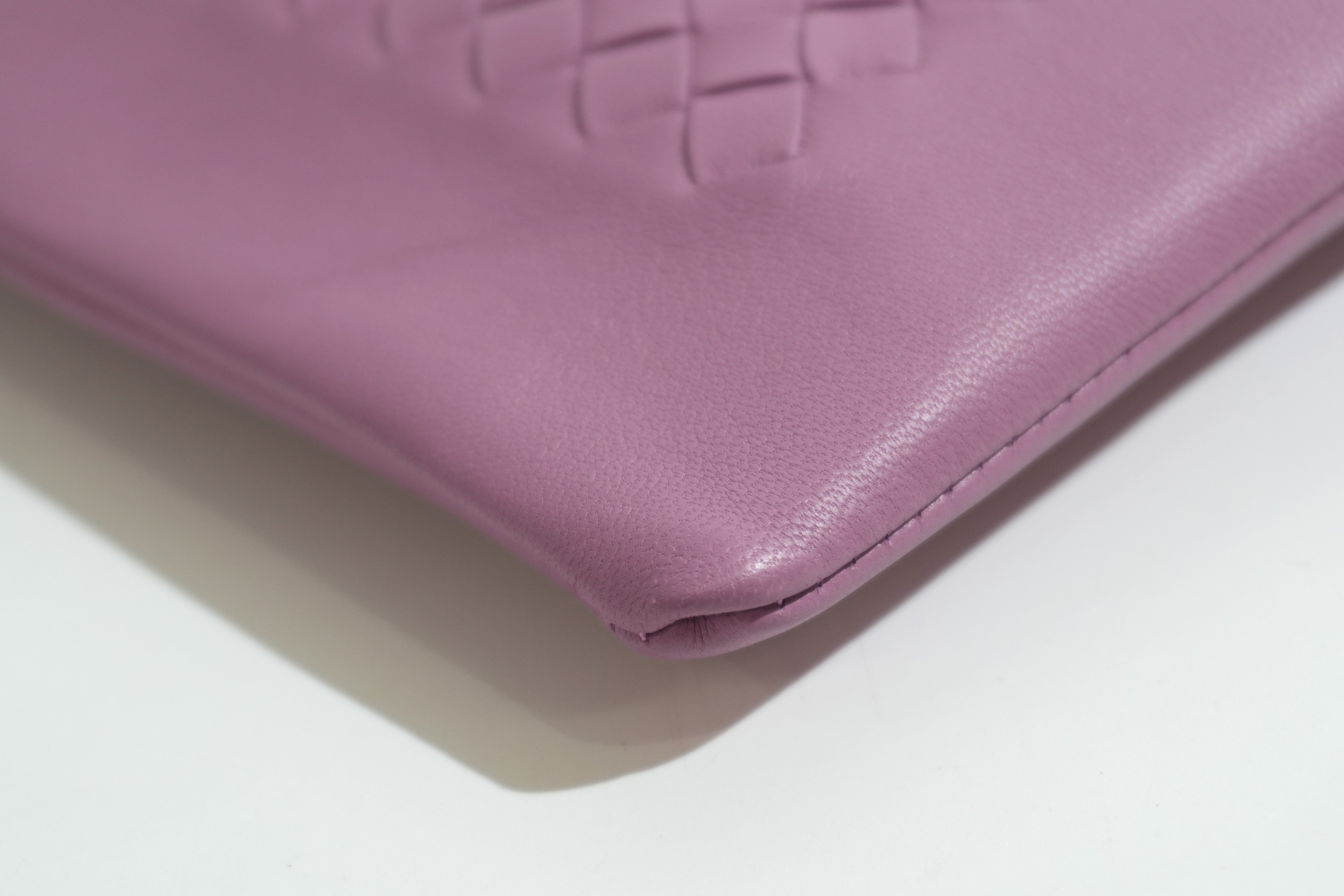 Pre-owned Bottega Intercciato Wrist Clutch Bag Purple