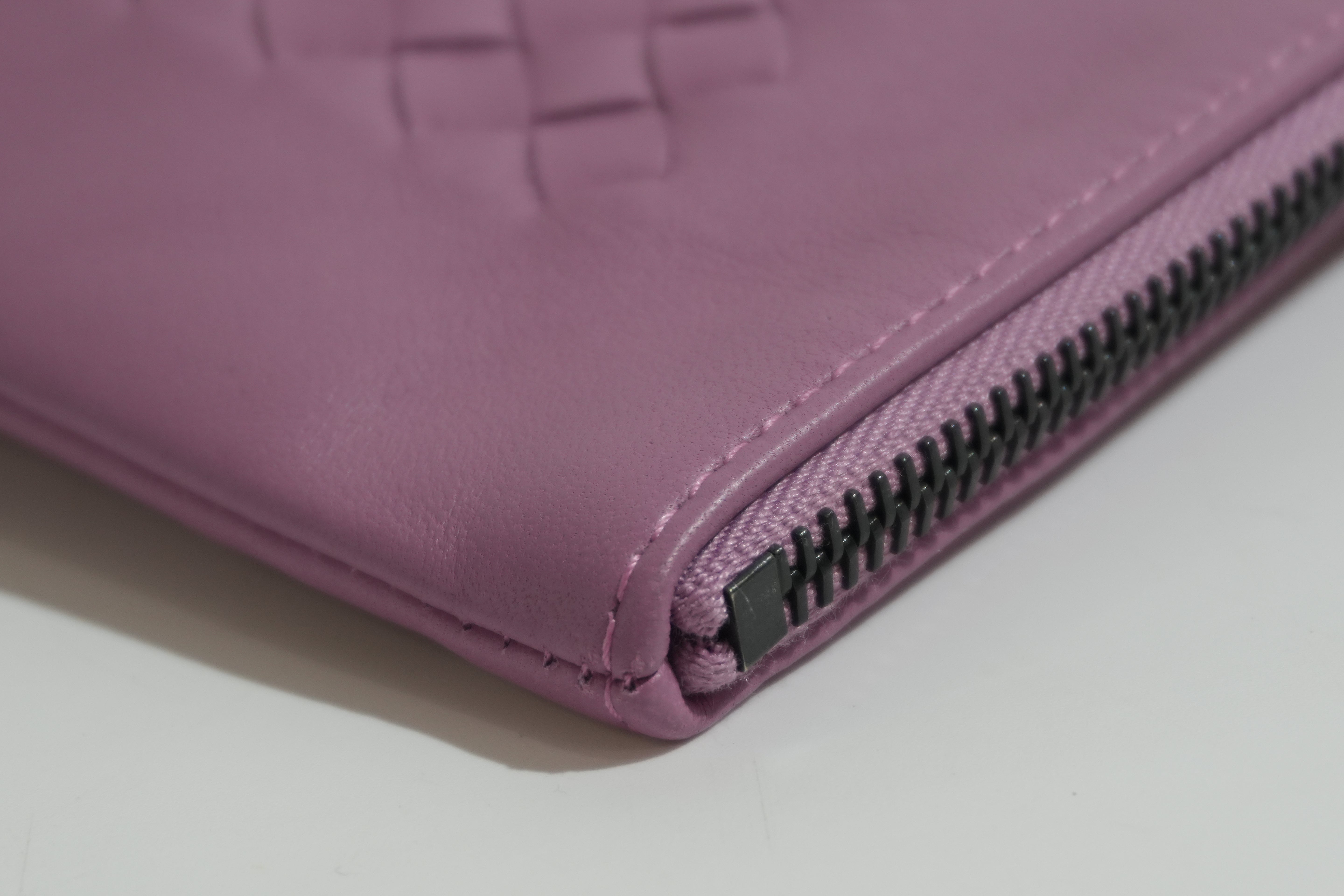 Pre-owned Bottega Intercciato Wrist Clutch Bag Purple