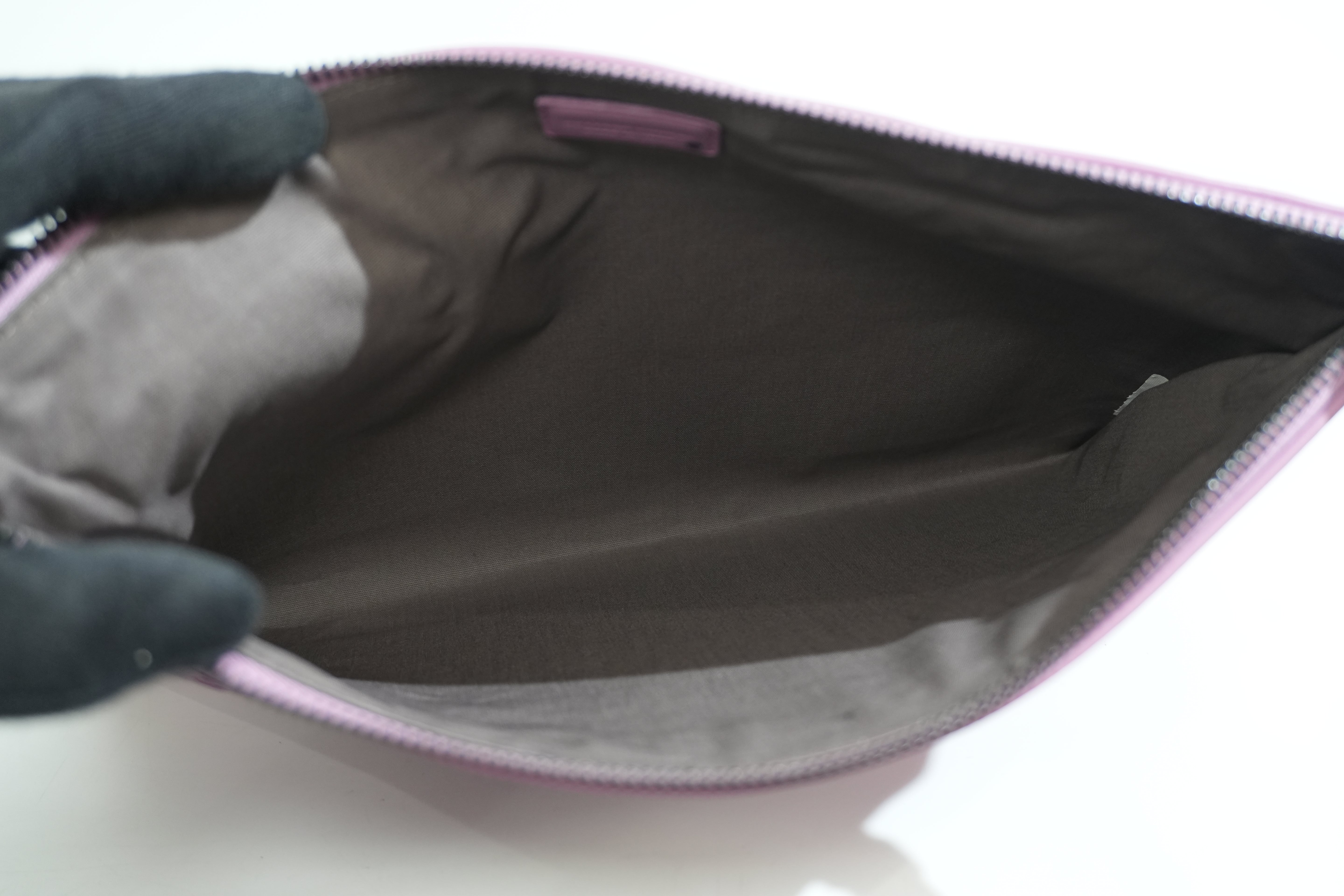 Pre-owned Bottega Intercciato Wrist Clutch Bag Purple