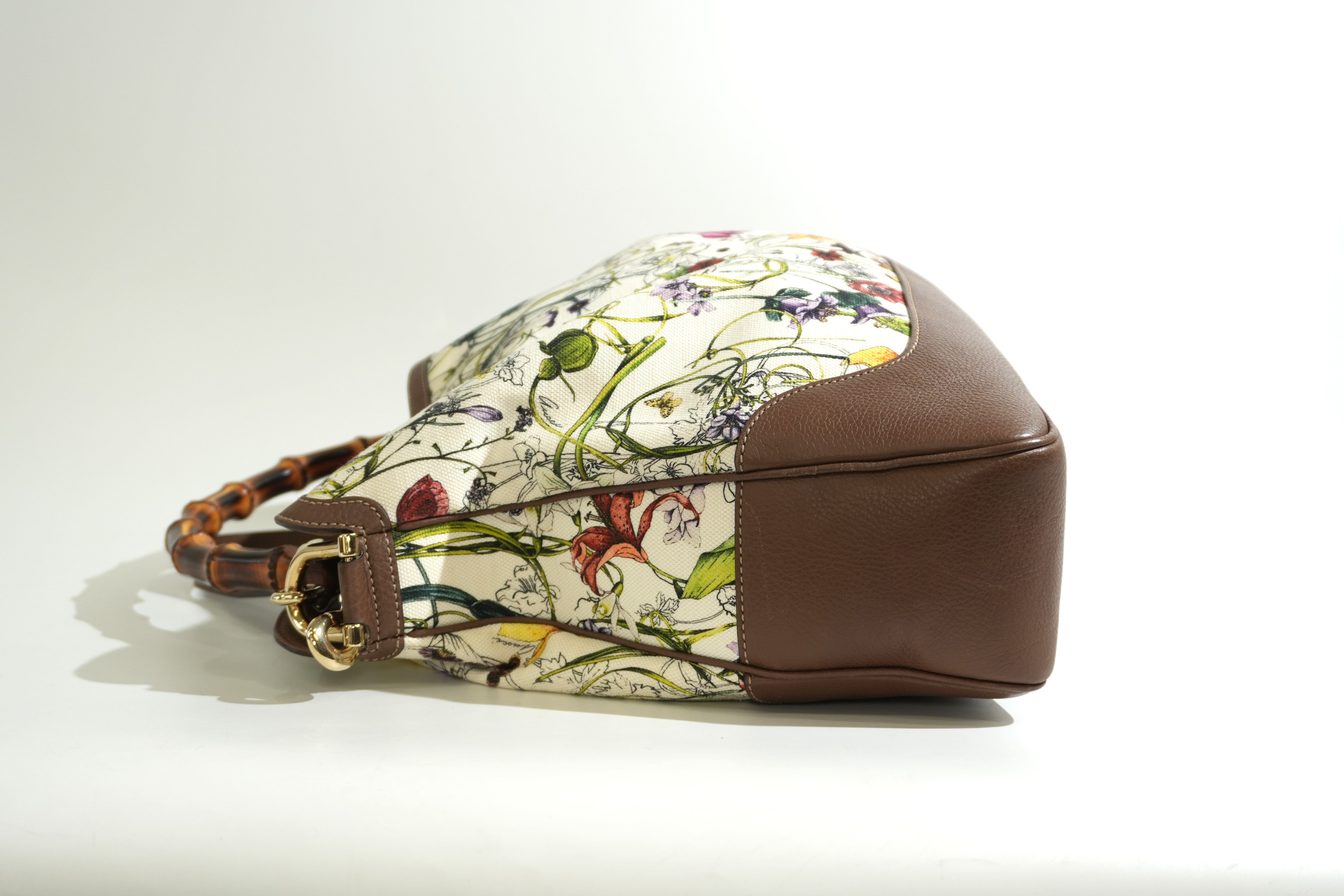 Pre-owned Gucci Two Way Diana Bamboo Handle Shoulder Bag Floral