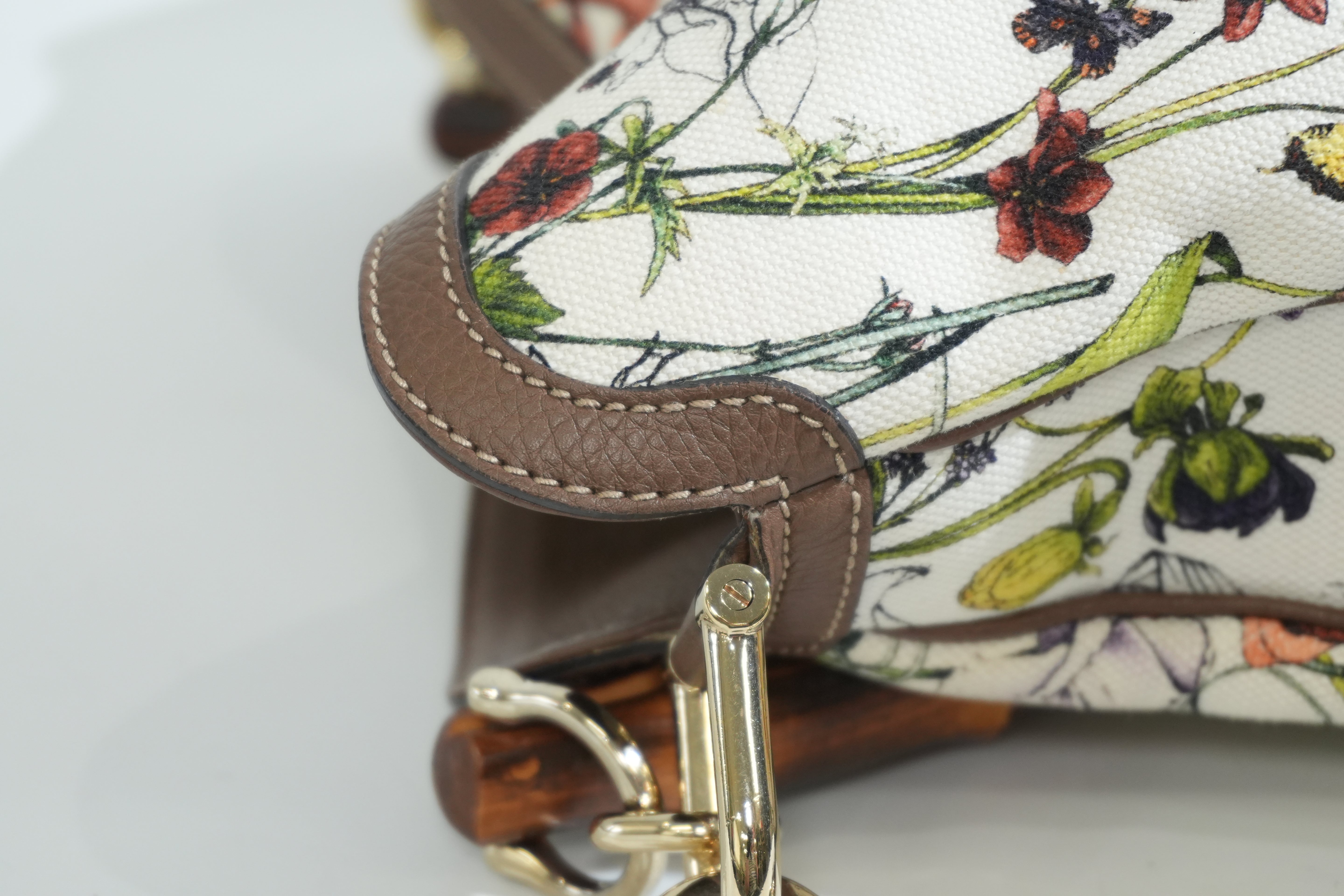 Pre-owned Gucci Two Way Diana Bamboo Handle Shoulder Bag Floral