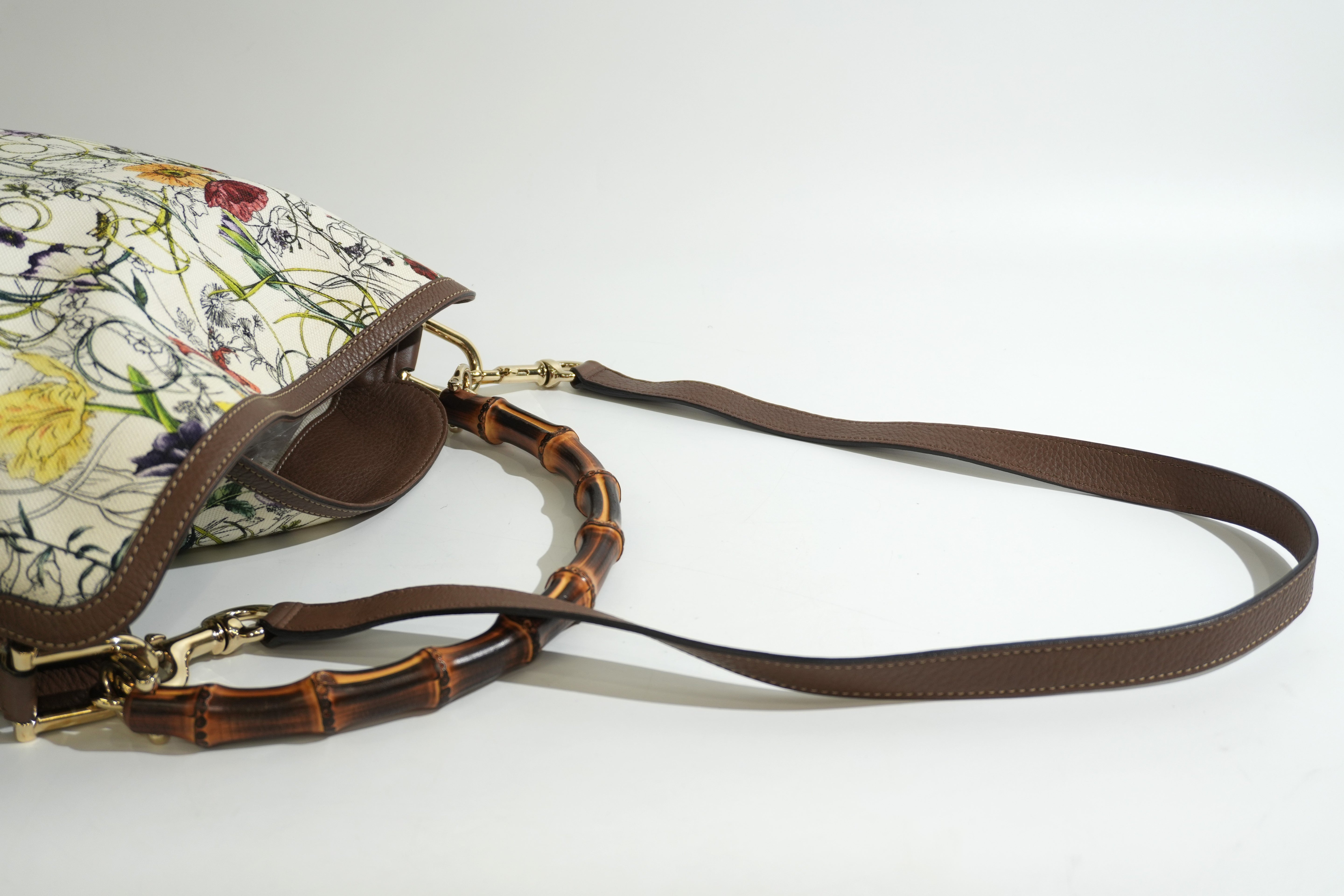 Pre-owned Gucci Two Way Diana Bamboo Handle Shoulder Bag Floral