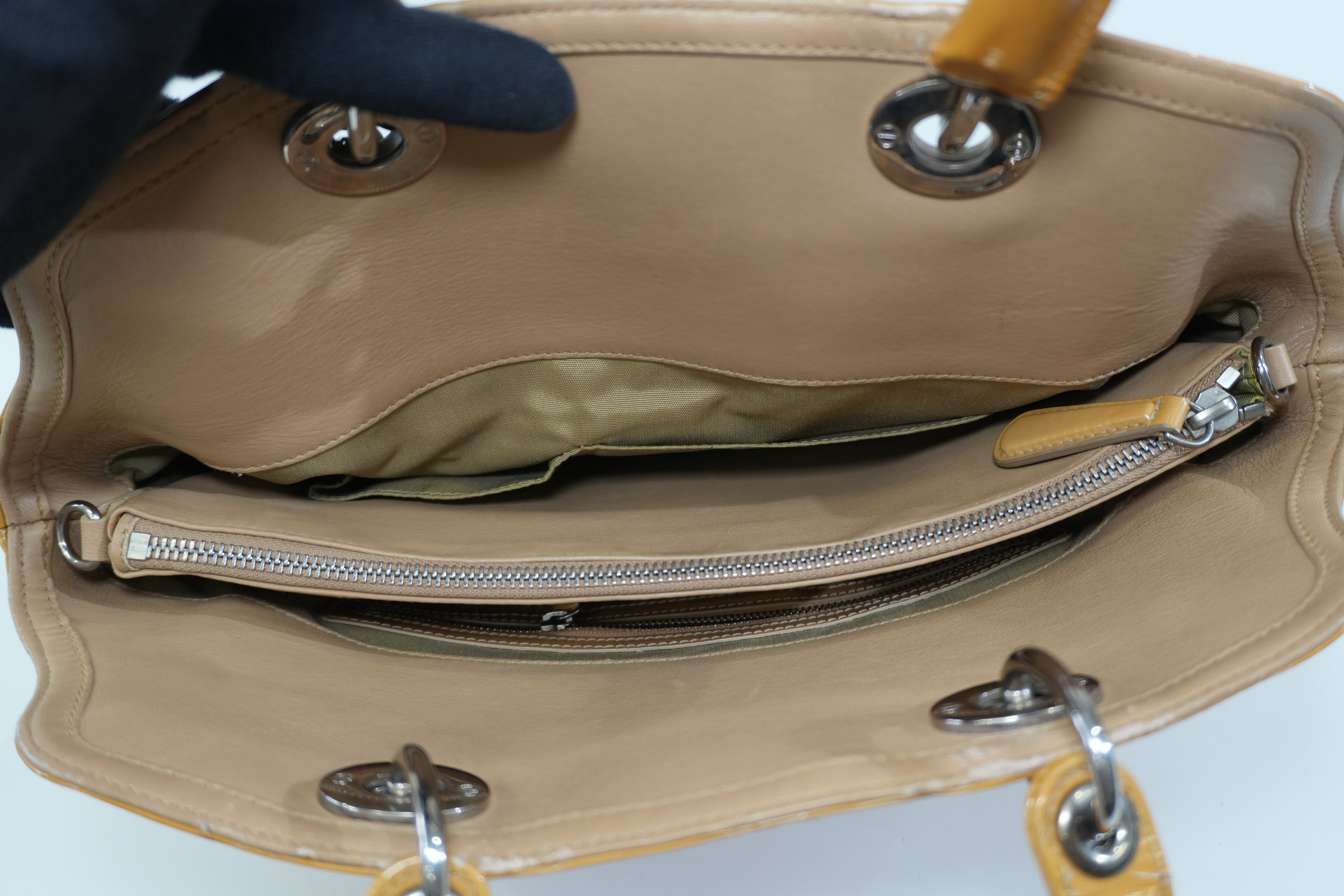 Pre-owned Dior Lady Dior Handbag Yellow