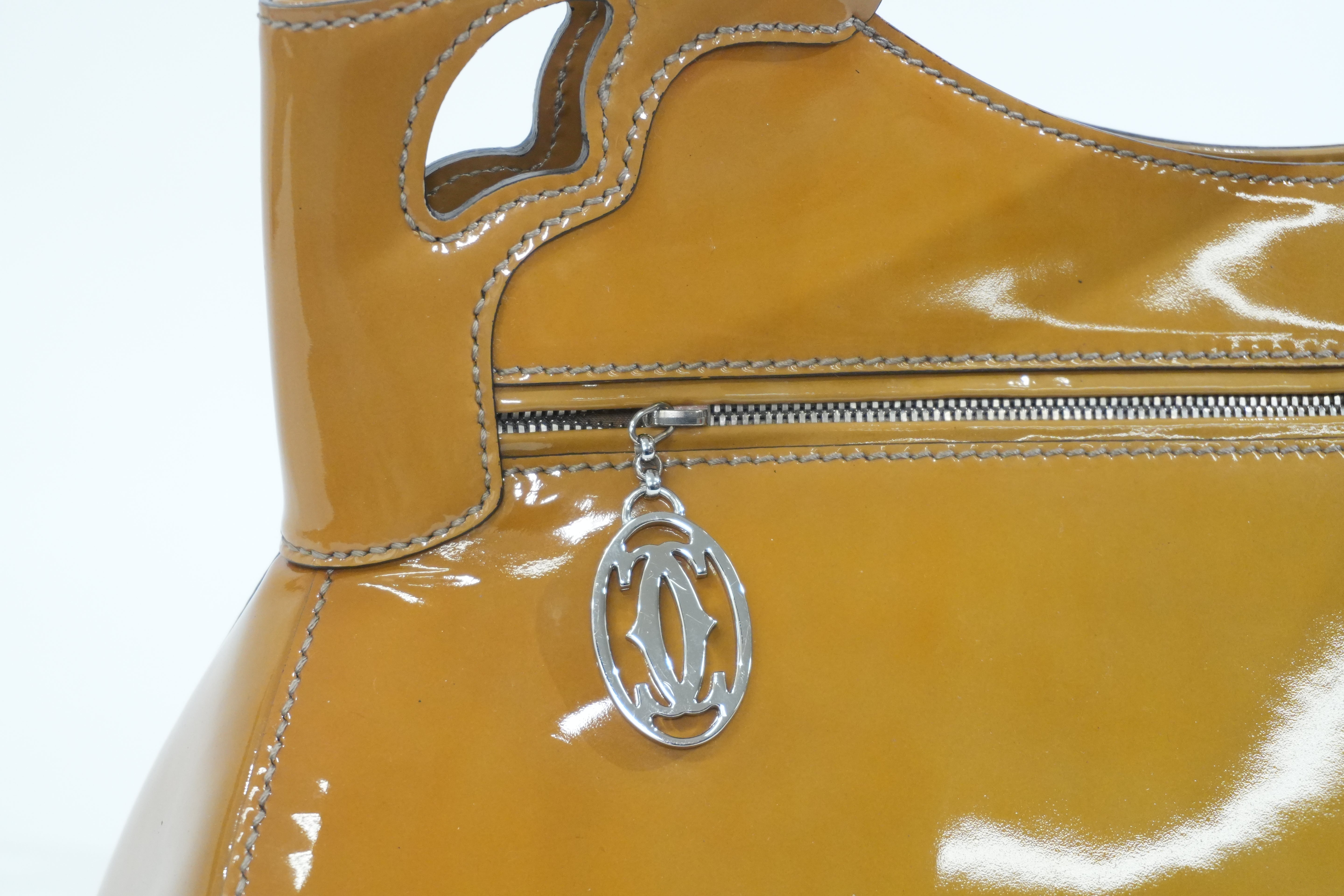 Pre-owned Cartier Leather Patent Handbag Tan