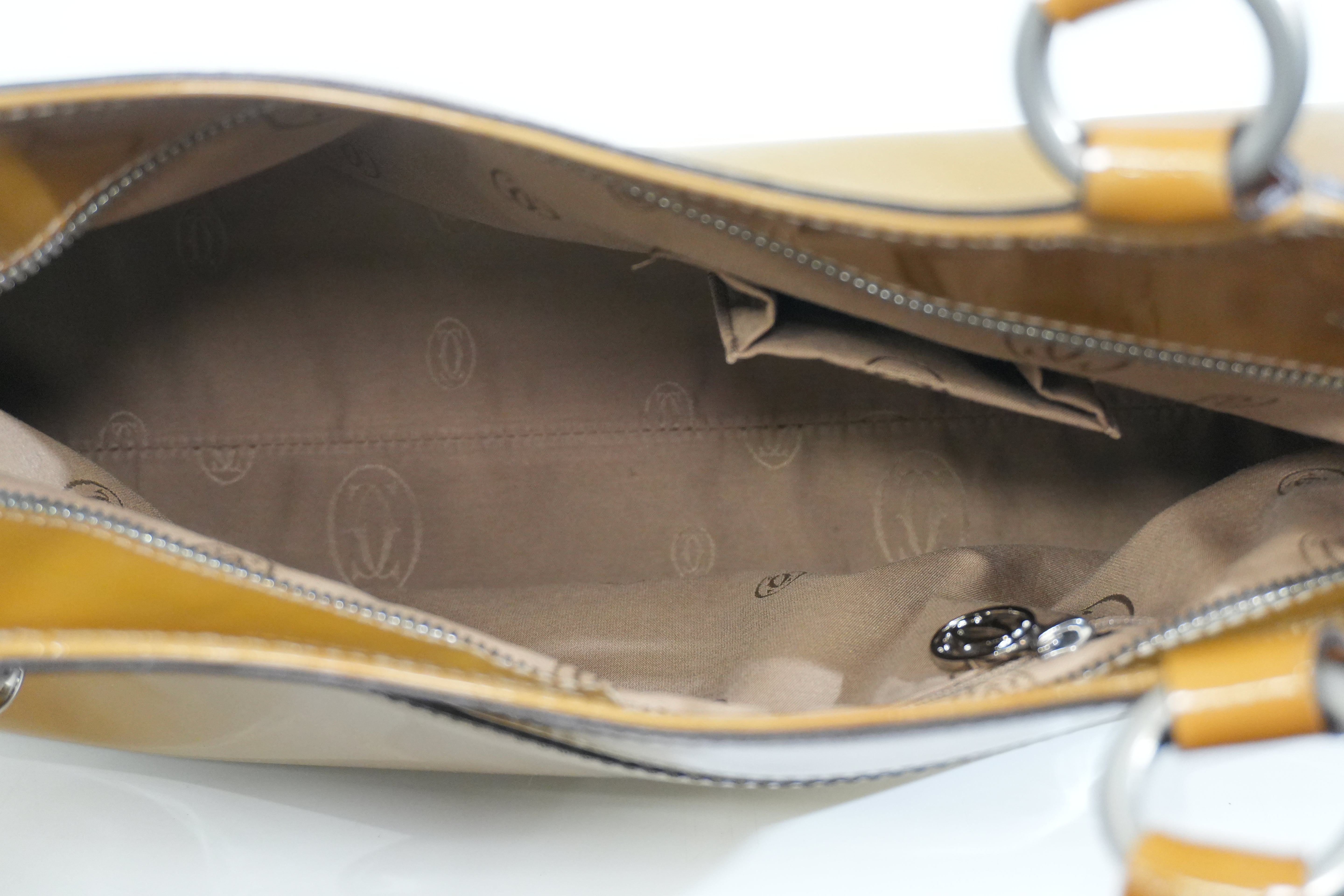 Pre-owned Cartier Leather Patent Handbag Tan