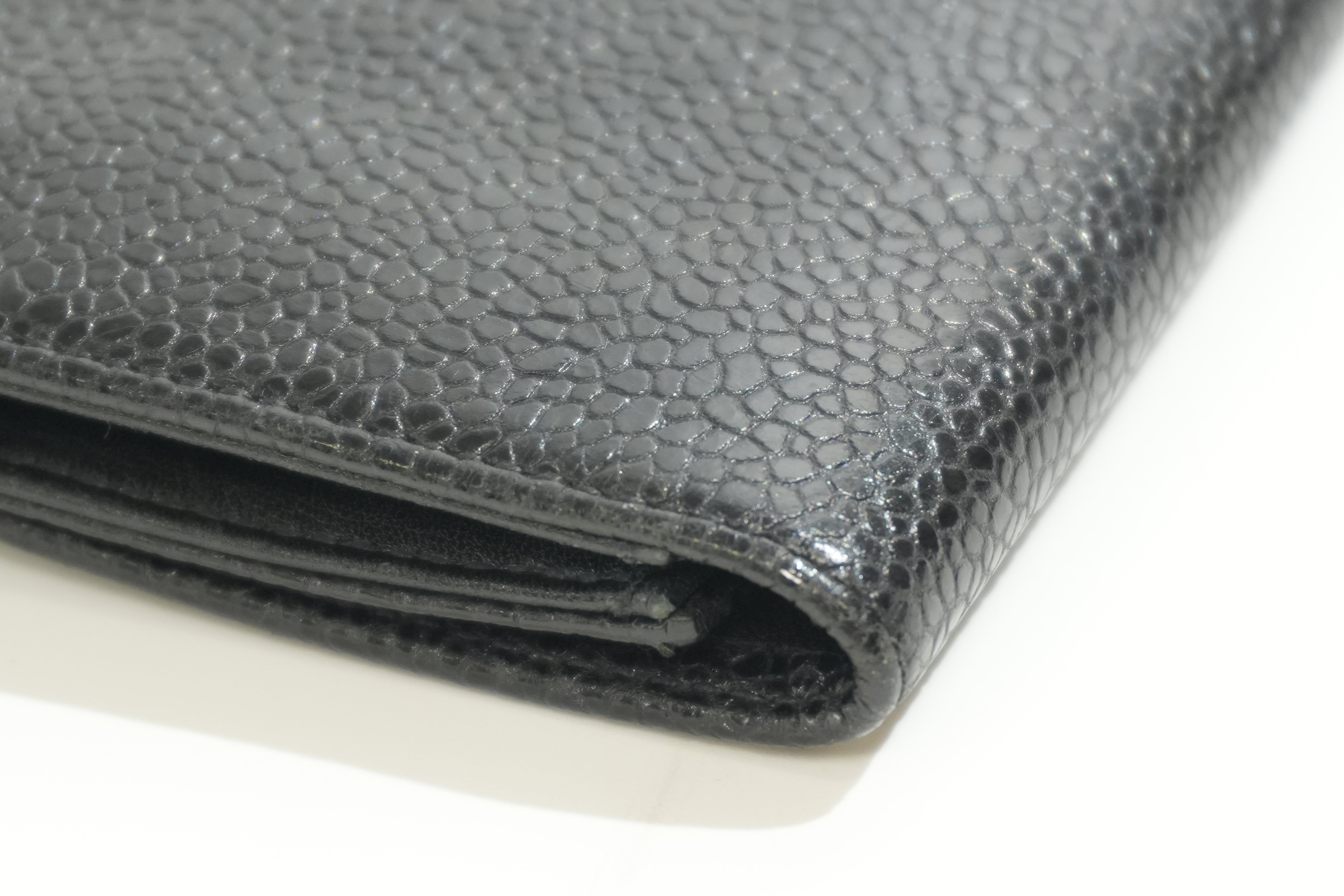 Pre-owned Chanel Caviar Skin Phone Holder Black