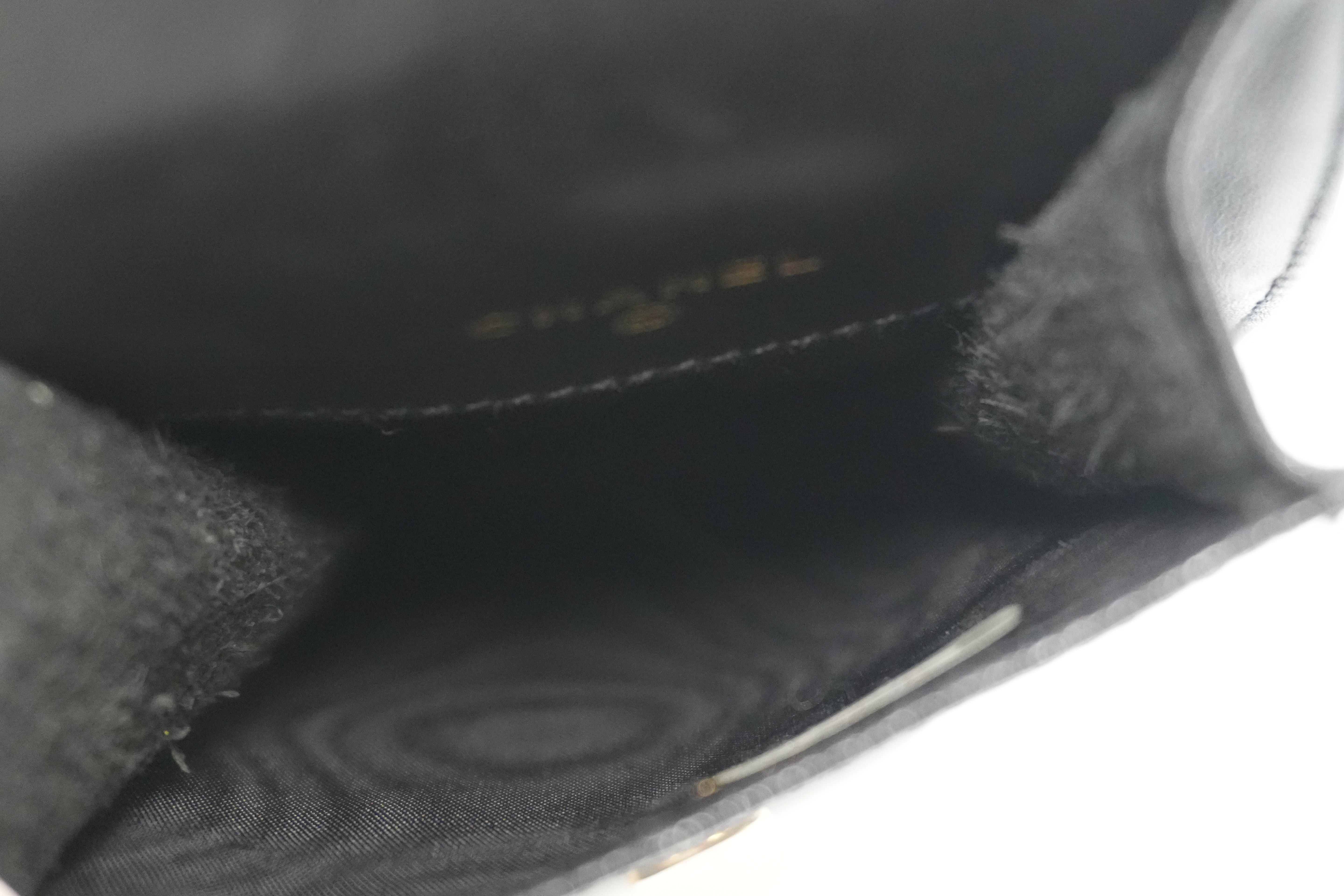 Pre-owned Chanel Caviar Skin Phone Holder Black